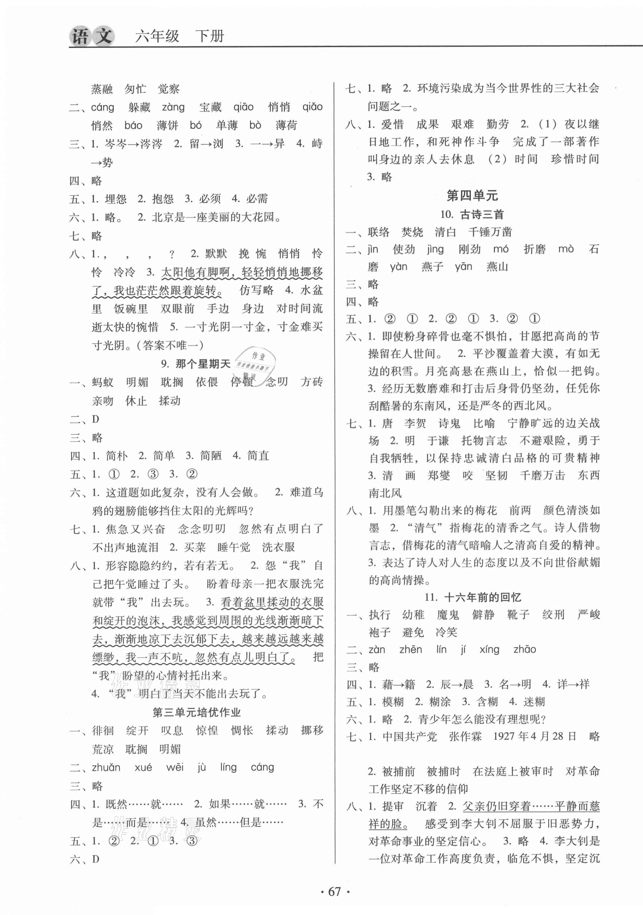 2021年名校名師培優(yōu)作業(yè)本加核心試卷六年級(jí)語(yǔ)文下冊(cè)人教版 第3頁(yè)