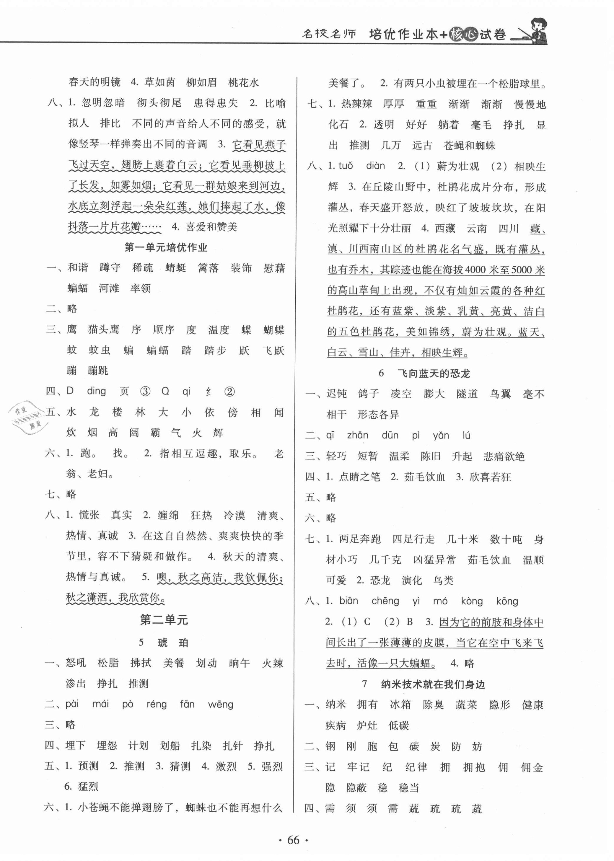 2021年名校名师培优作业本加核心试卷四年级语文下册人教版 第2页