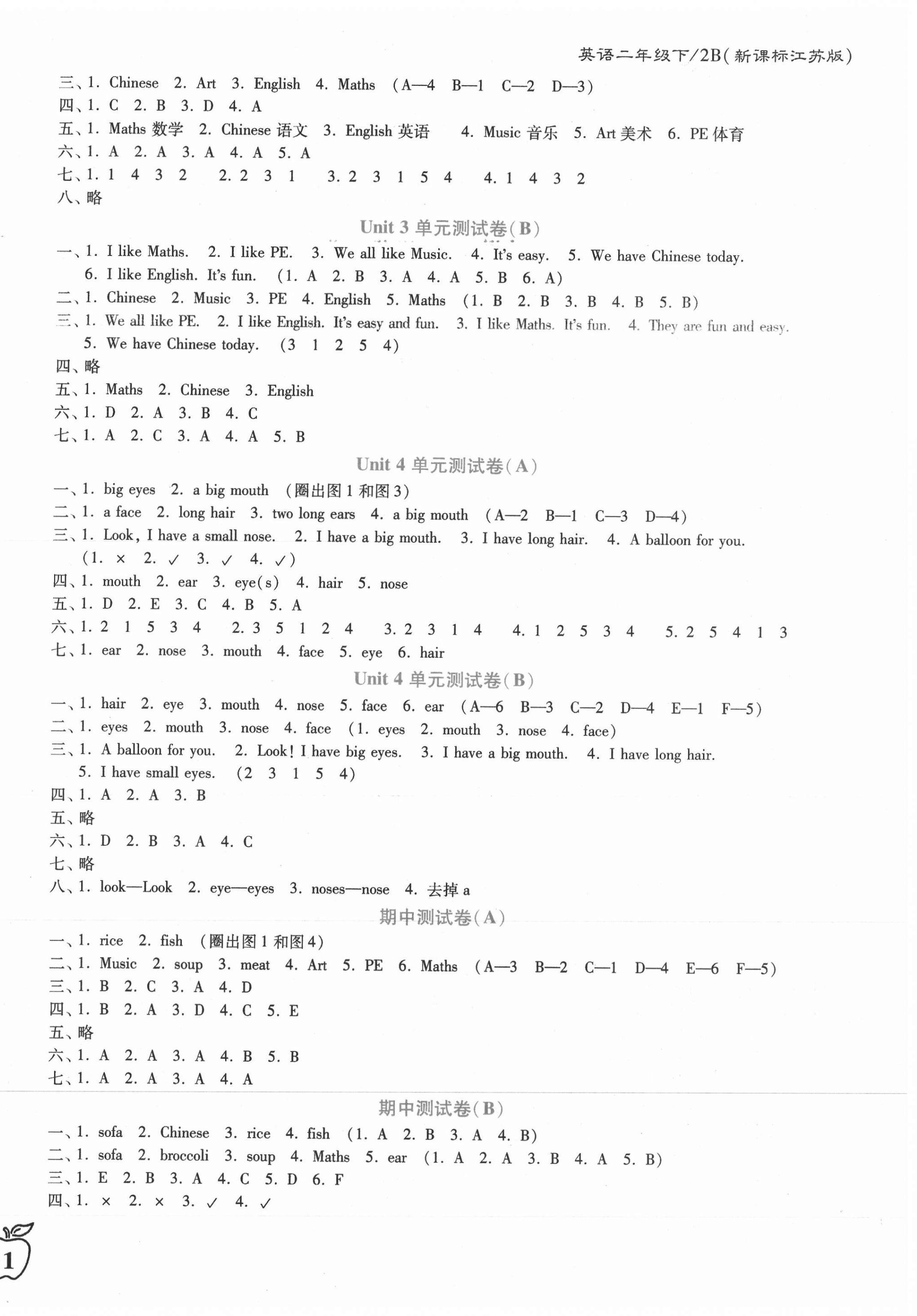 2021年江苏密卷二年级英语下册江苏版 第2页