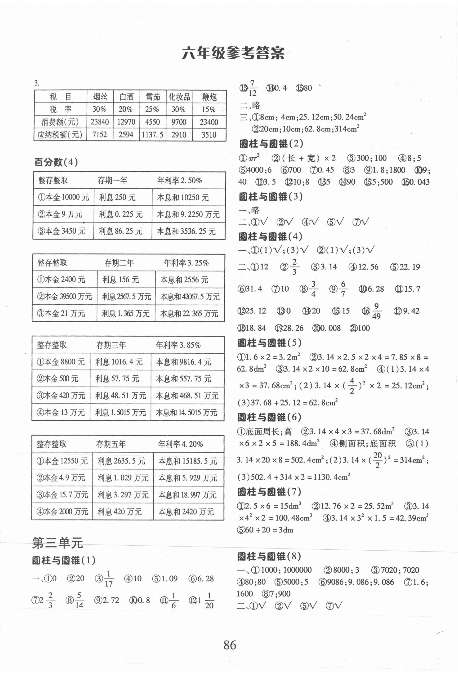 2021年每日10分鐘口算心算速算天天練六年級(jí)數(shù)學(xué)下冊(cè)人教版 參考答案第2頁(yè)