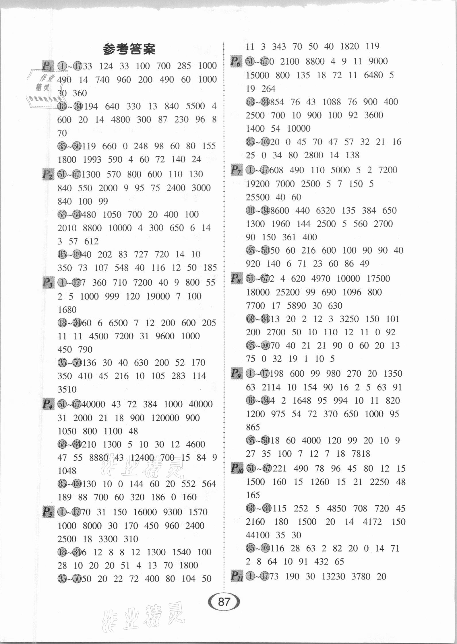 2021年每天100道口算題卡四年級數(shù)學(xué)下冊人教版河北少年兒童出版社 第1頁