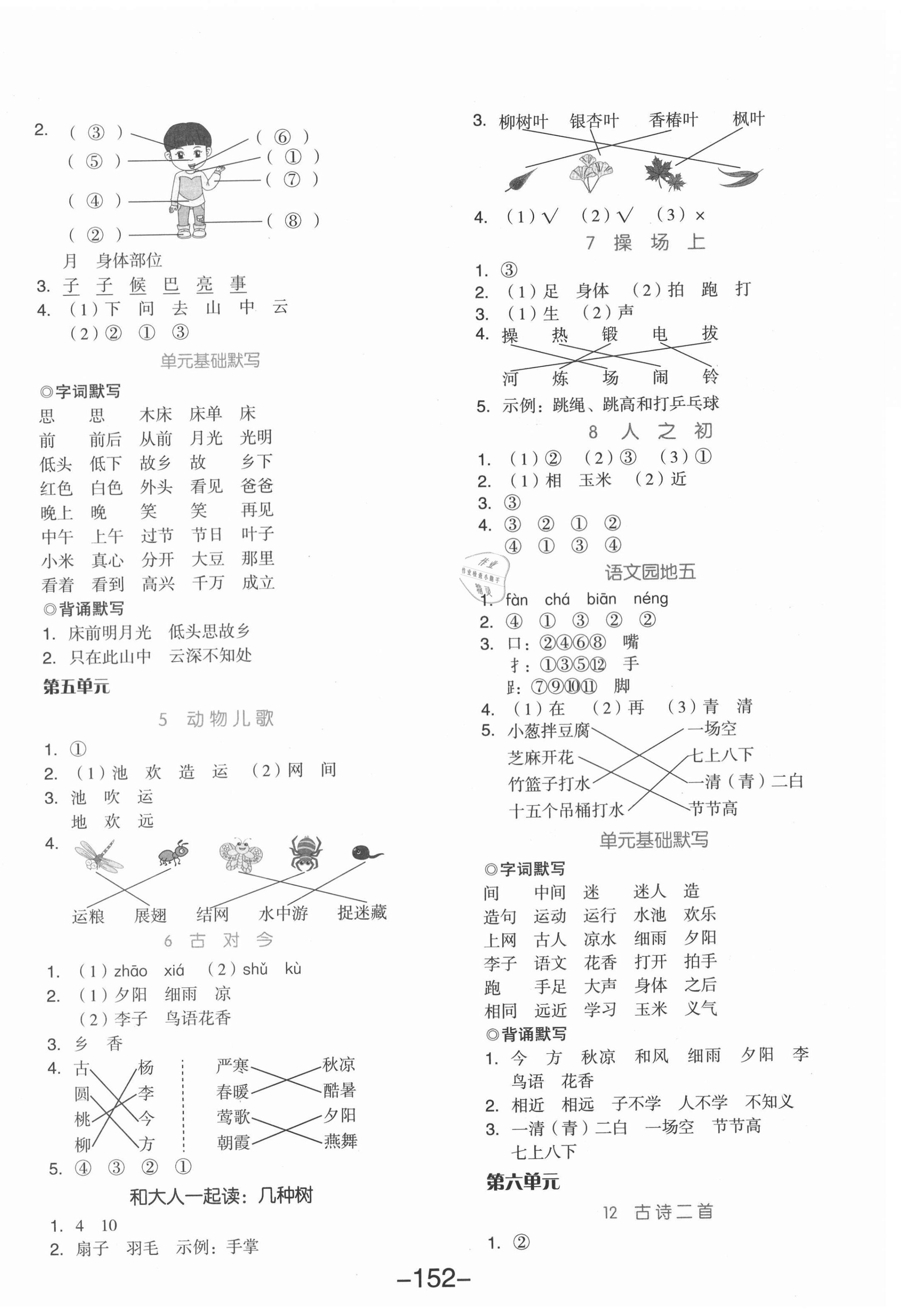 2021年全品學(xué)練考一年級(jí)語(yǔ)文下冊(cè)人教版江蘇專(zhuān)版 參考答案第4頁(yè)