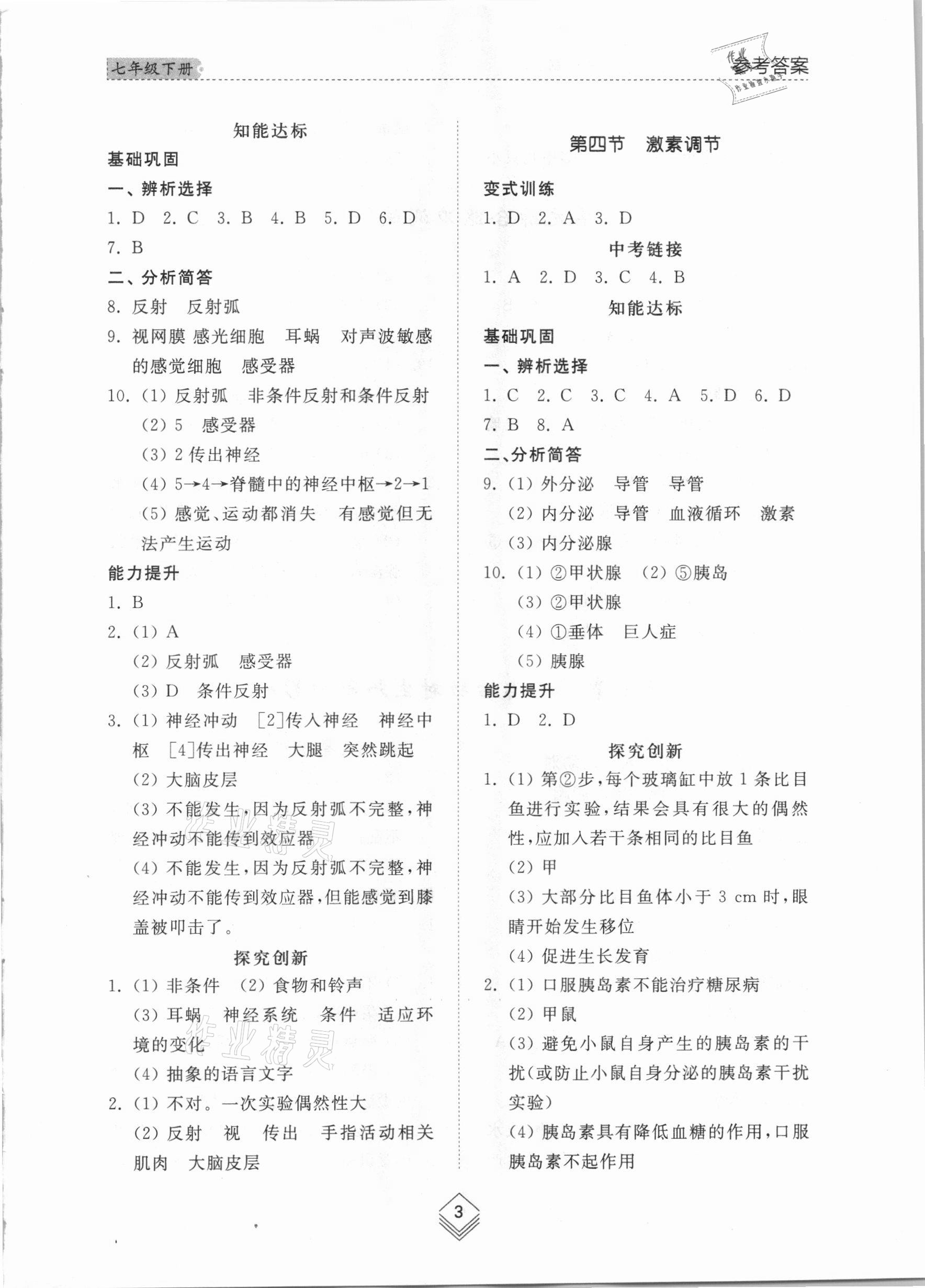 2021年綜合能力訓(xùn)練七年級(jí)生物下冊(cè)魯科版54制 參考答案第2頁