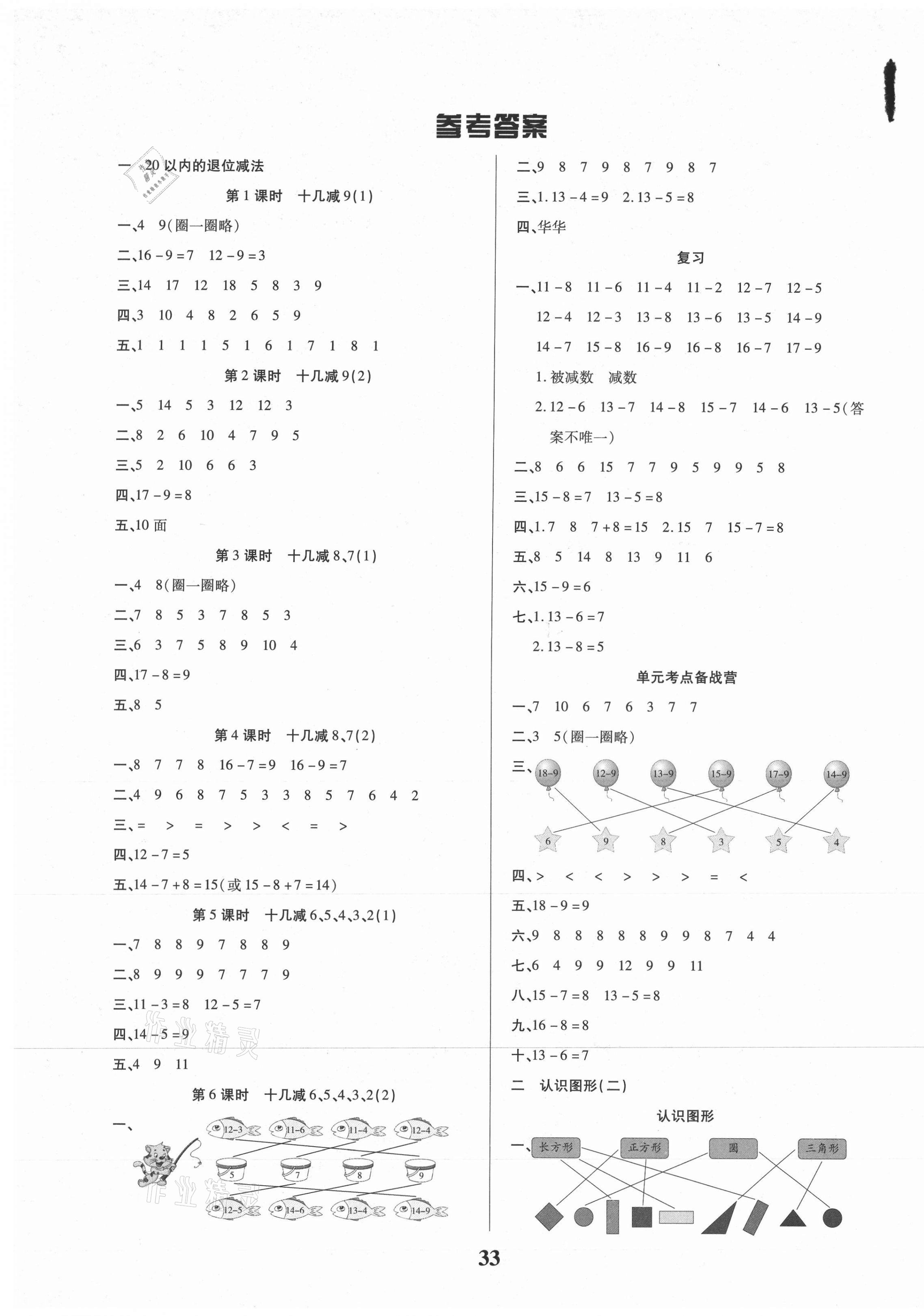 2021年優(yōu)秀三好生一年級數(shù)學(xué)下冊蘇教版B版 第1頁
