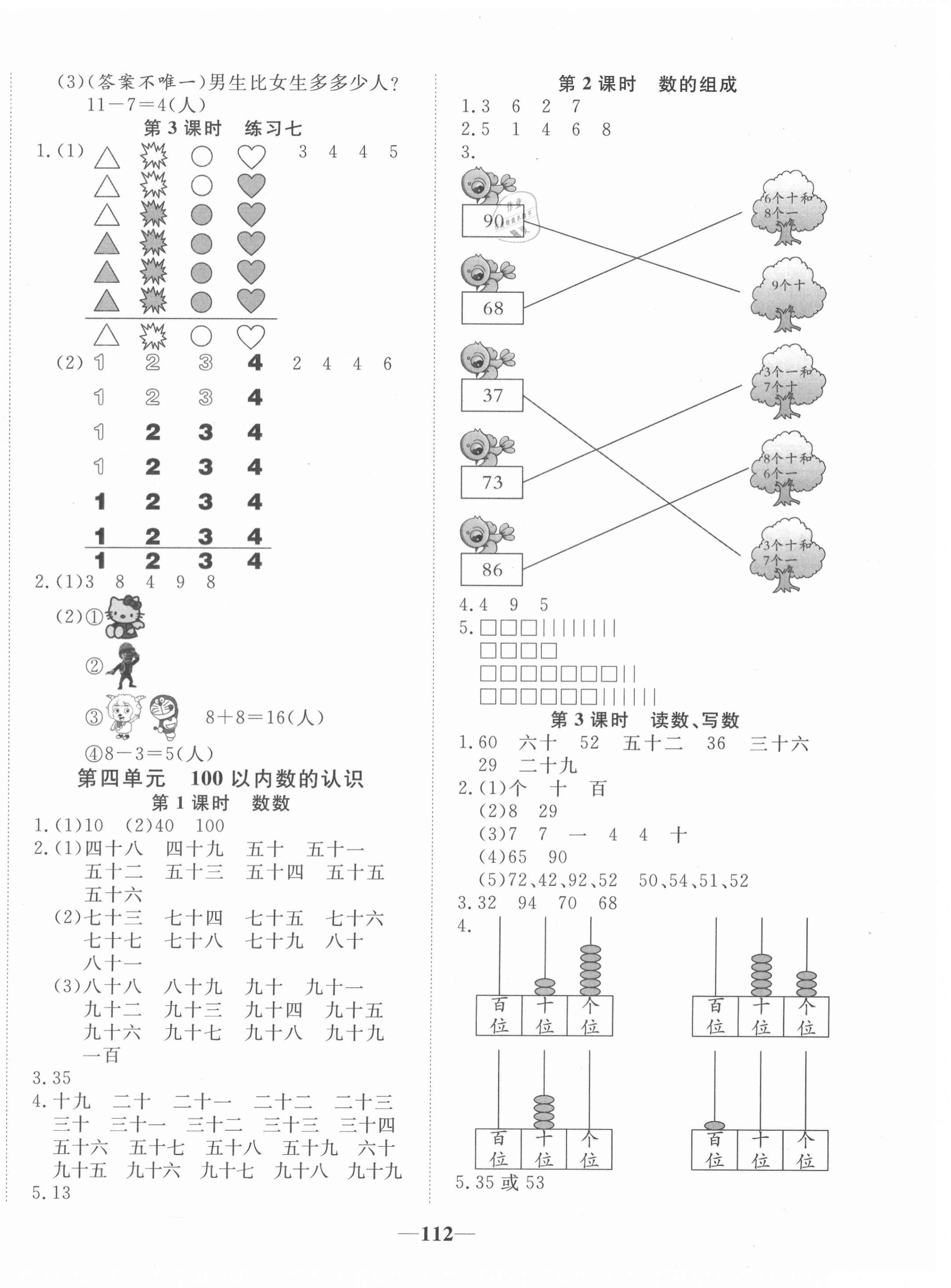 2021年精彩課堂輕松練一年級(jí)數(shù)學(xué)下冊(cè)人教版 第4頁