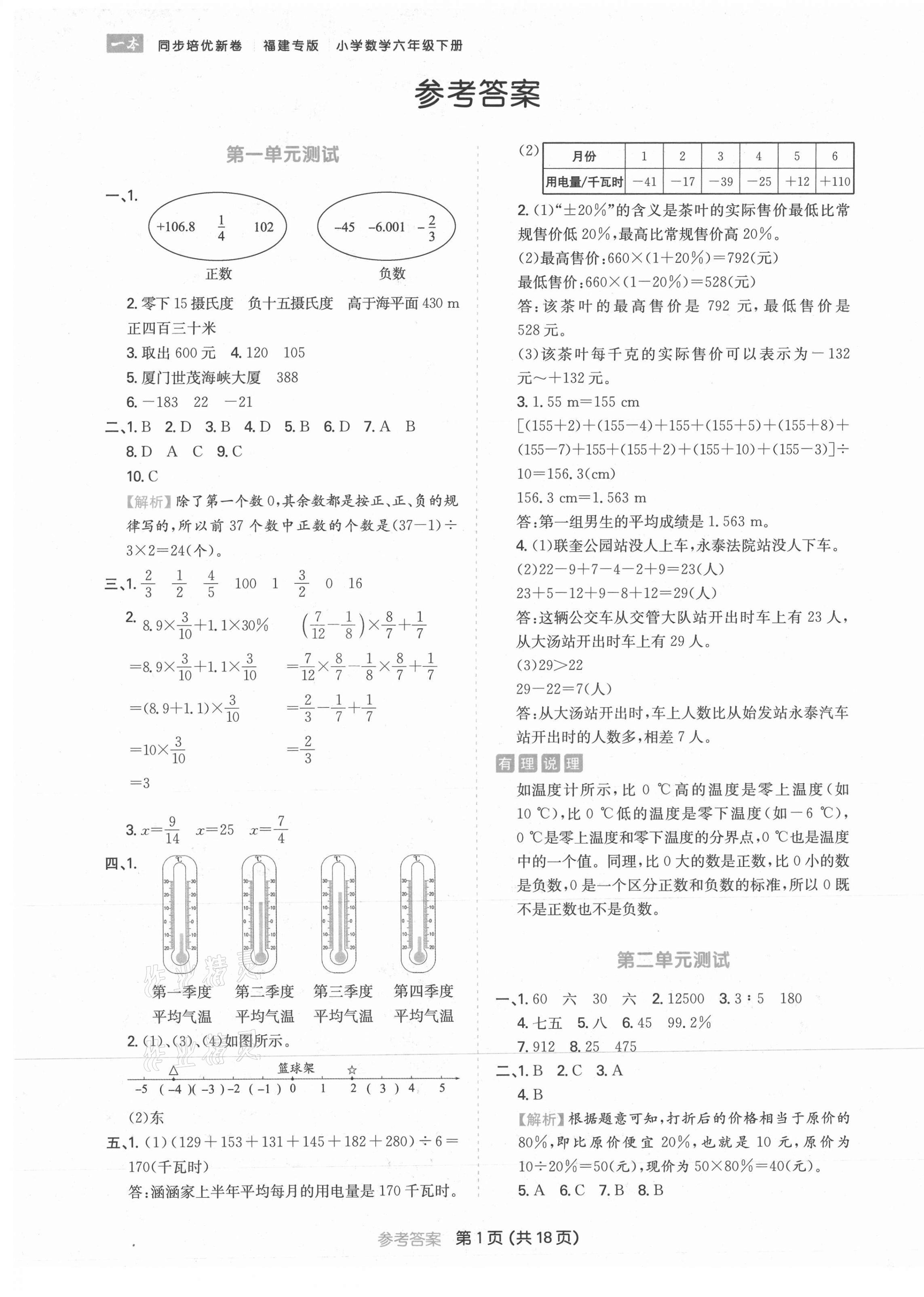 2021年一本同步培優(yōu)新卷六年級數(shù)學(xué)下冊人教版福建專版 第1頁