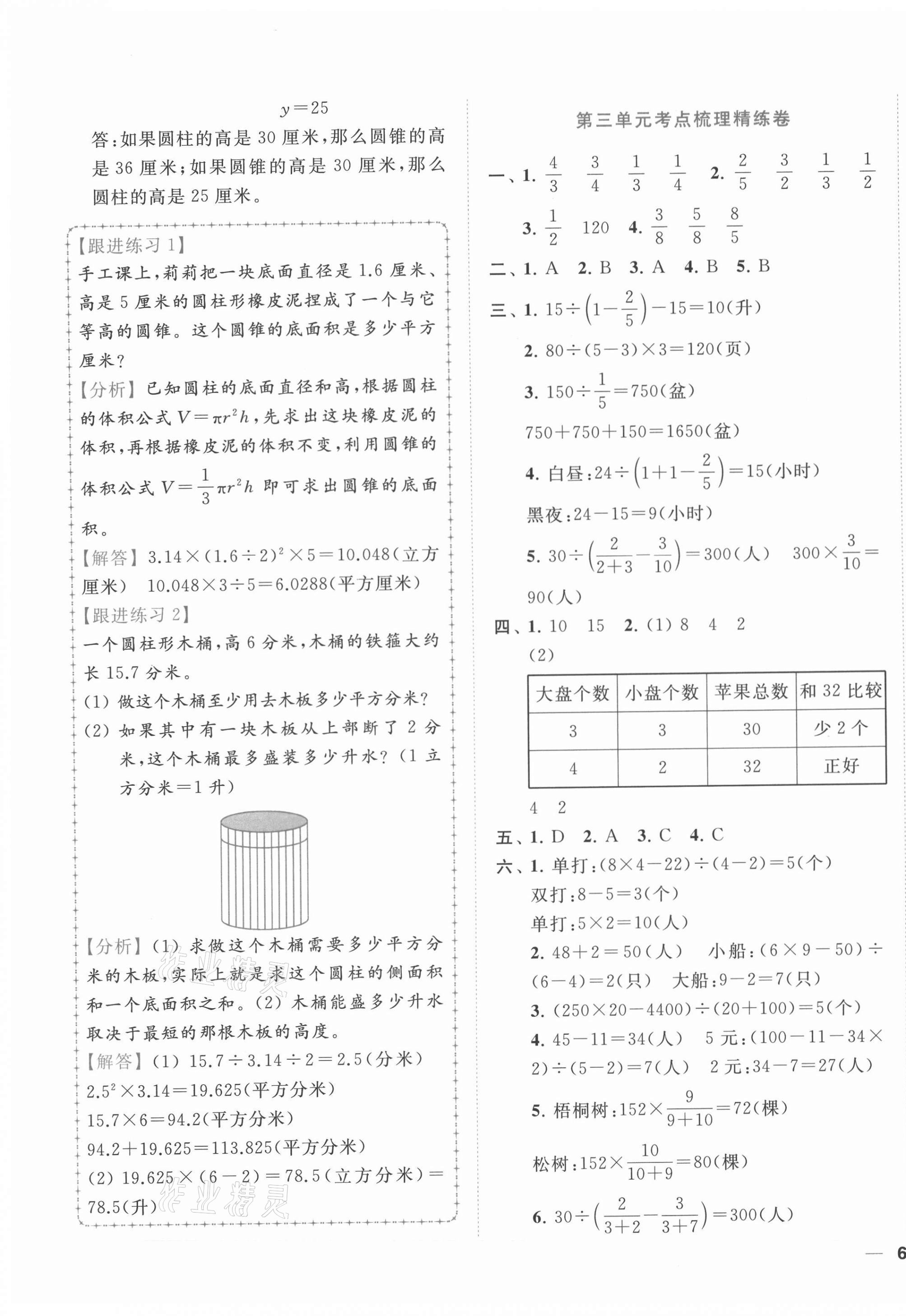 2021年ENBO小天才單元復(fù)習(xí)與測試六年級數(shù)學(xué)下冊蘇教版 第3頁