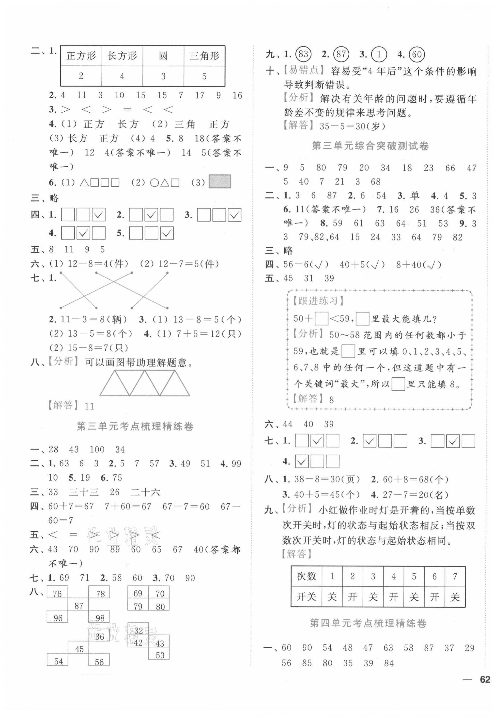 2021年ENBO小天才单元复习与测试一年级数学下册苏教版&nbsp;第3页