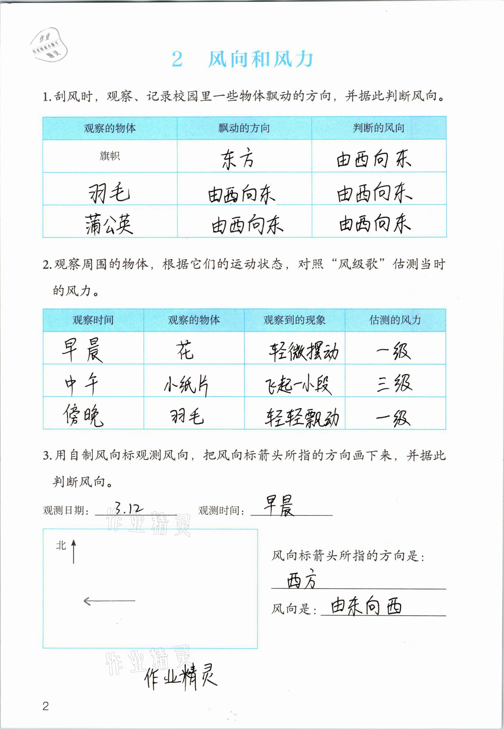 2021年學(xué)生活動(dòng)手冊(cè)四年級(jí)科學(xué)下冊(cè)人教版 參考答案第2頁(yè)