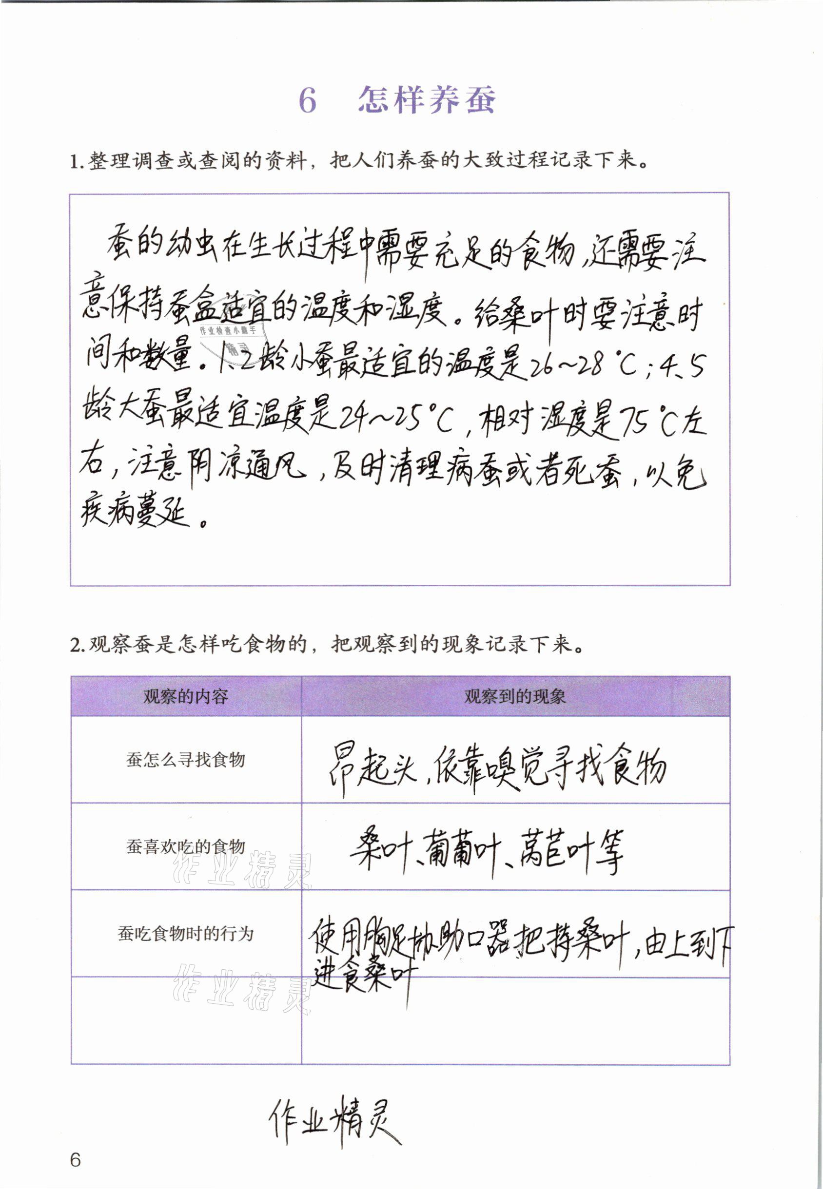 2021年學(xué)生活動手冊四年級科學(xué)下冊人教版 參考答案第6頁