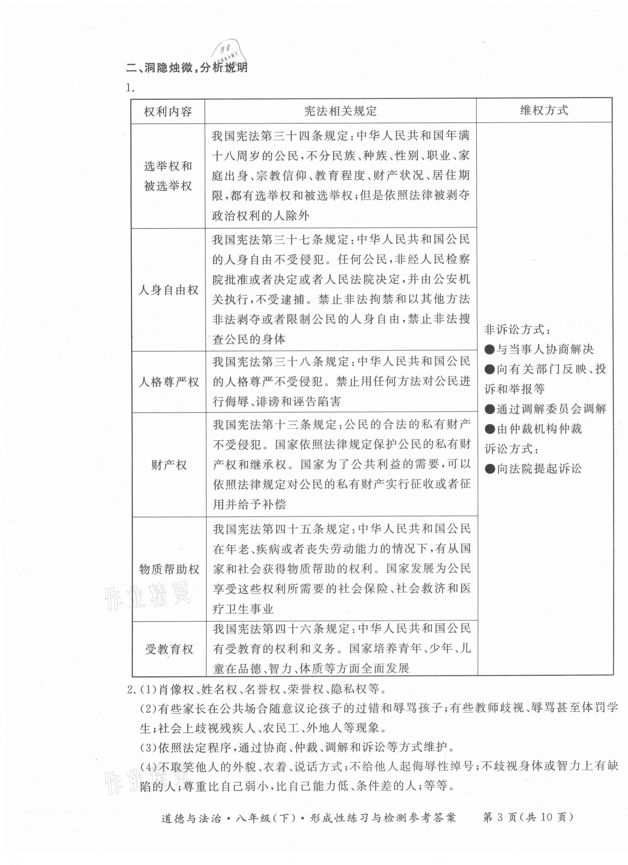 2021年形成性練習(xí)與檢測八年級道德與法治下冊人教版 第3頁