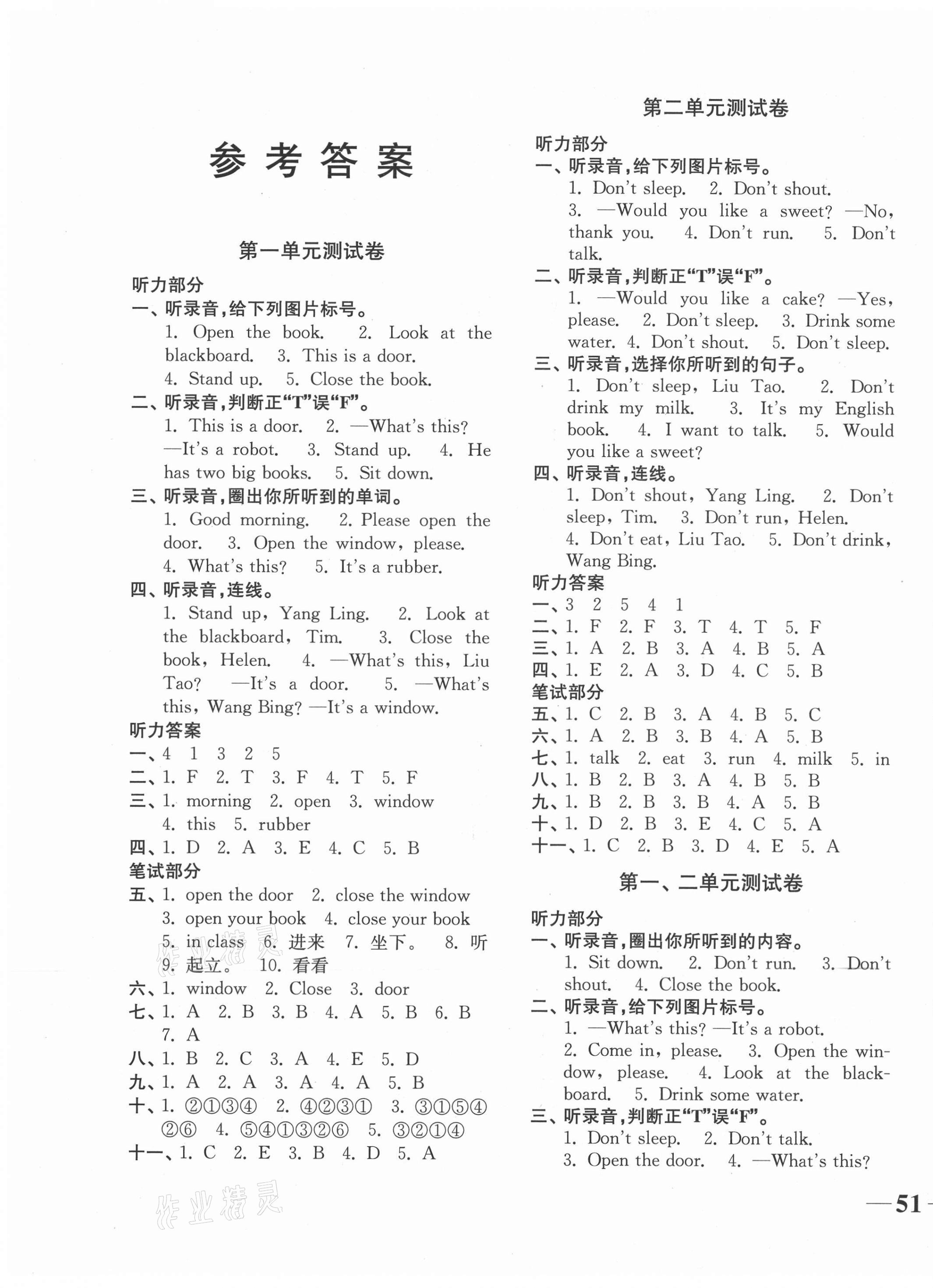 2021年單元達標(biāo)活頁卷三年級英語下冊譯林版 第1頁