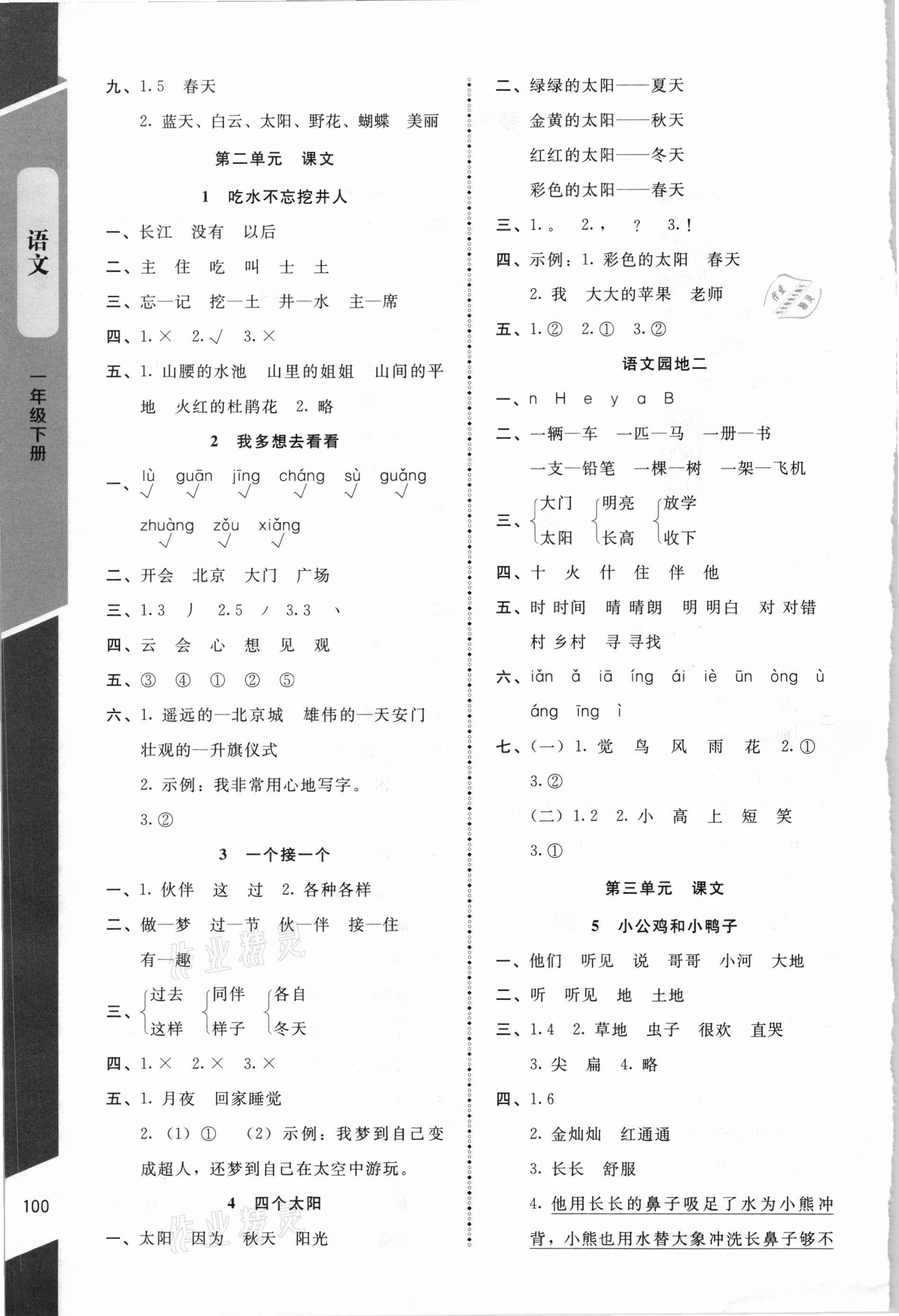 2021年課內(nèi)課外直通車一年級(jí)語文下冊(cè)人教版 第2頁