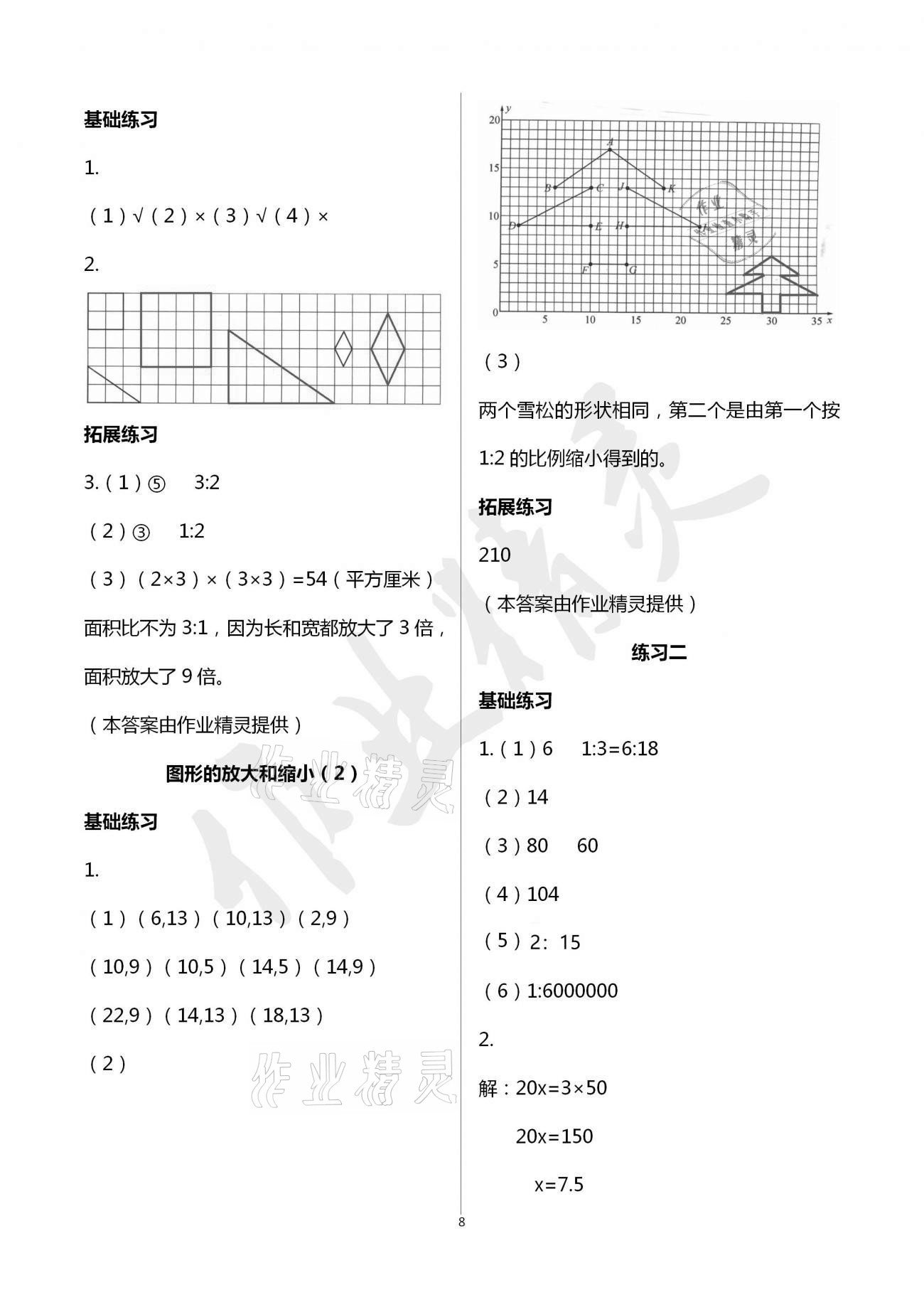 2021年新编课时精练六年级数学下册北师大版 参考答案第8页