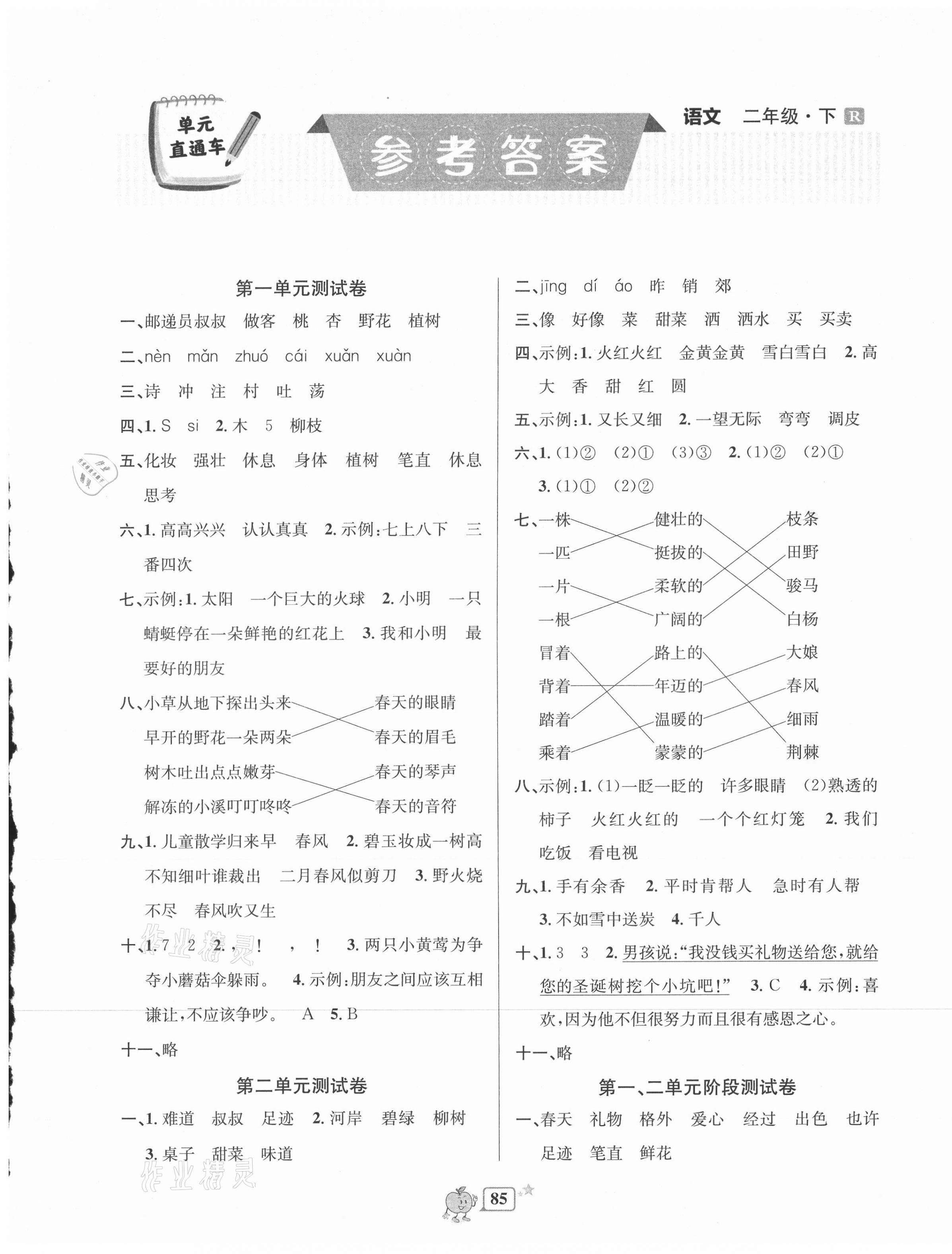 2021年開源圖書單元直通車二年級語文下冊人教版 第1頁