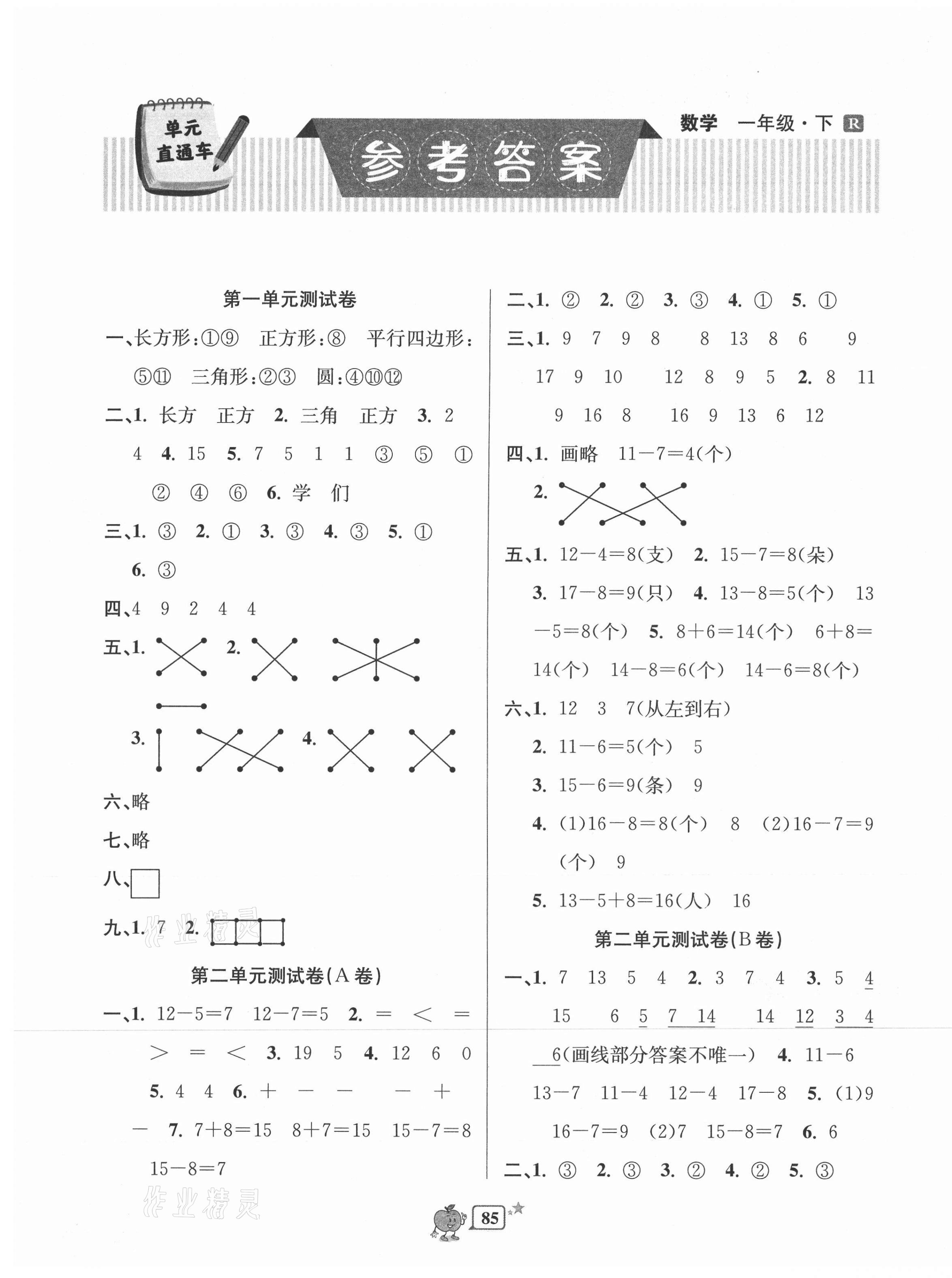 2021年開源圖書單元直通車一年級數(shù)學下冊人教版 第1頁