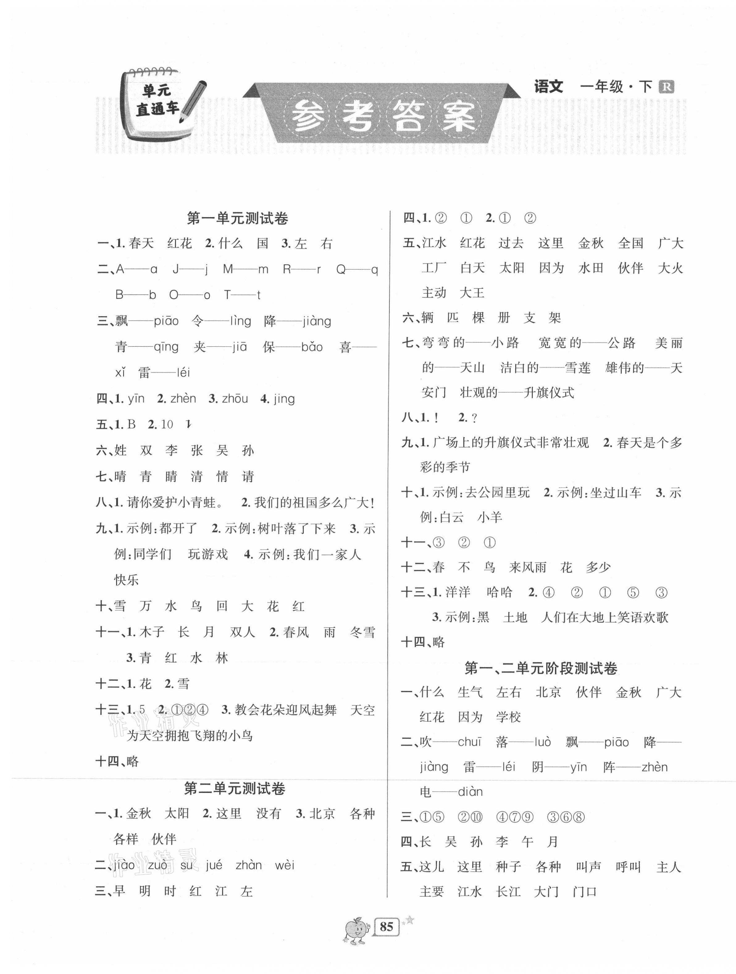 2021年開源圖書單元直通車一年級(jí)語(yǔ)文下冊(cè)人教版 第1頁(yè)