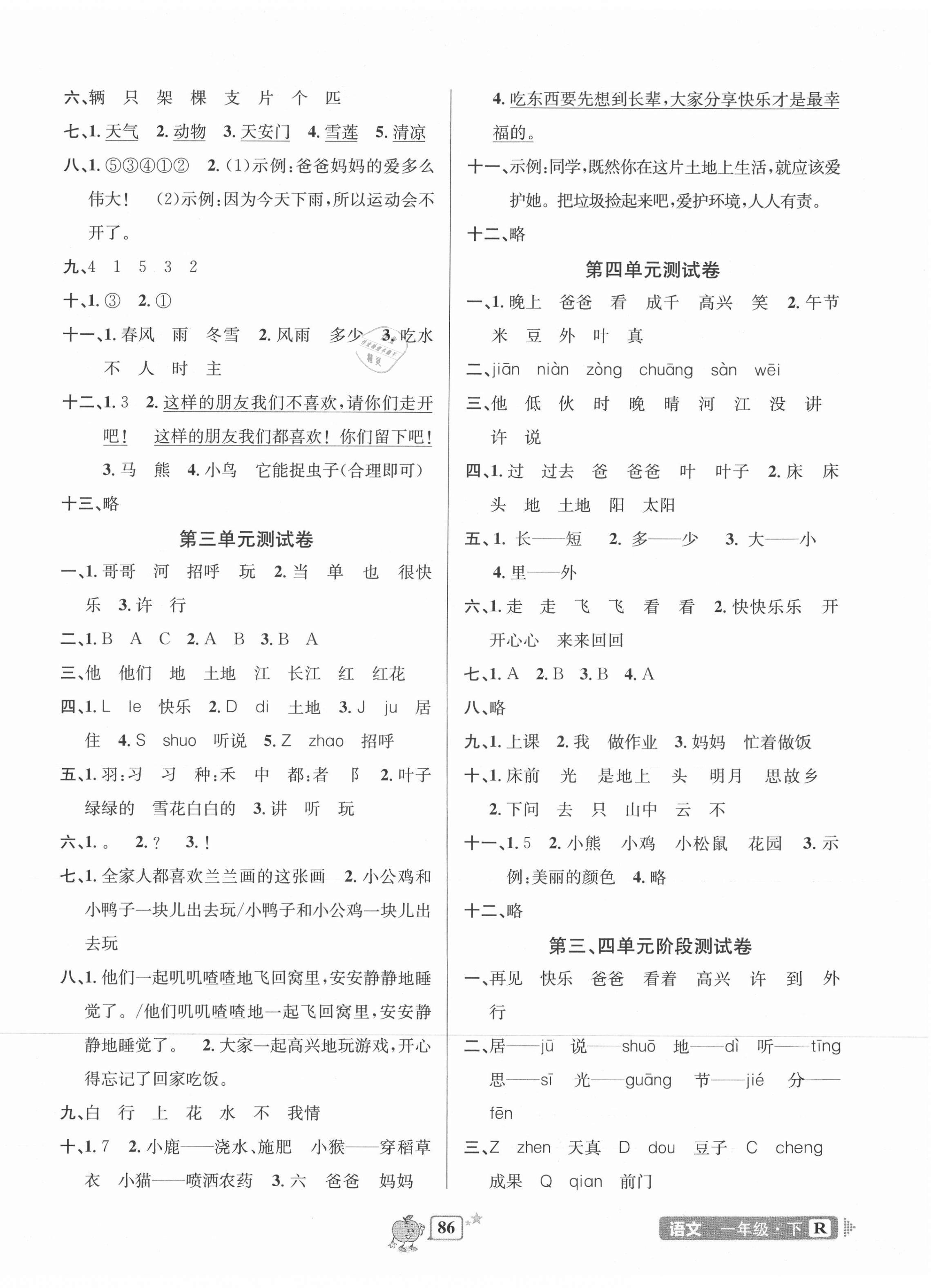 2021年開源圖書單元直通車一年級語文下冊人教版 第2頁