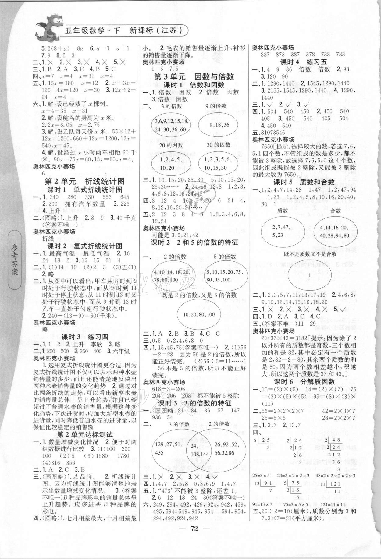 2021年課時(shí)作業(yè)本五年級(jí)數(shù)學(xué)下冊(cè)江蘇版吉林人民出版社 第2頁