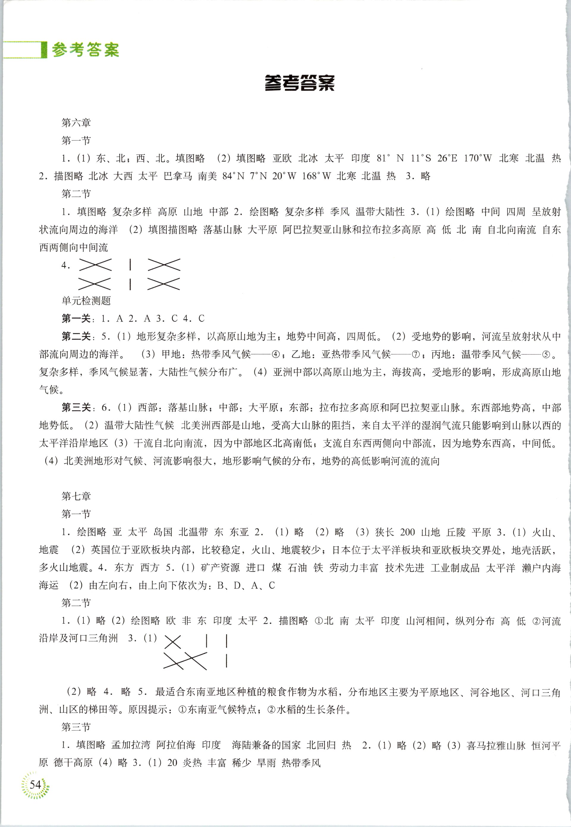 2021年地理填充图册七年级下册人教版福建专版中国地图出版社 参考答案第1页