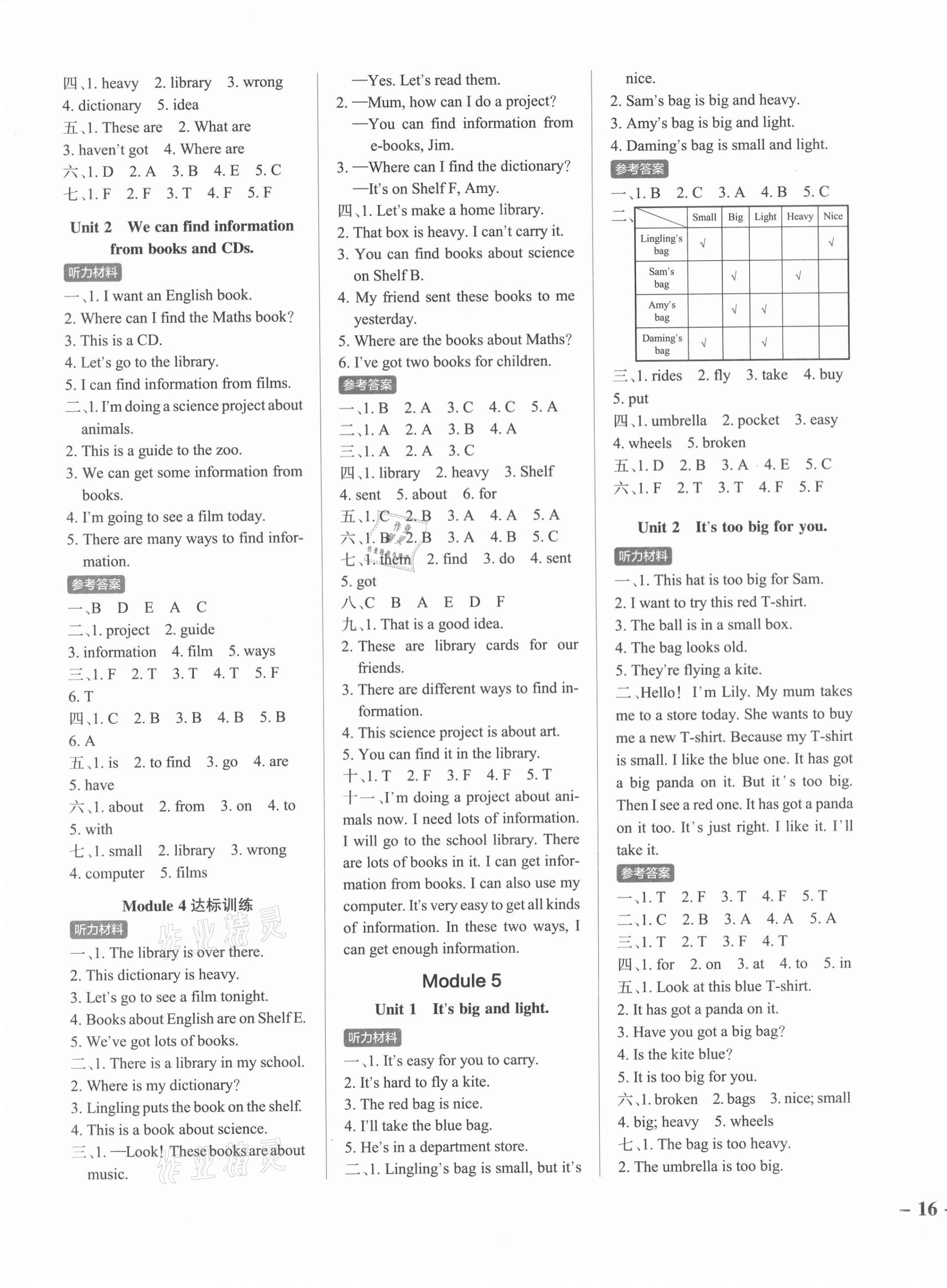 2021年小學(xué)學(xué)霸作業(yè)本五年級英語下冊外研版 參考答案第3頁