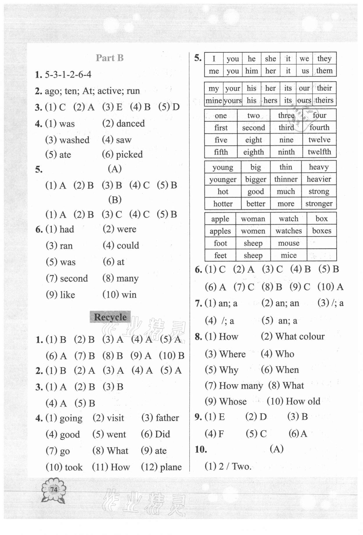 2021年小学英语评价与测试六年级下册人教版 参考答案第4页