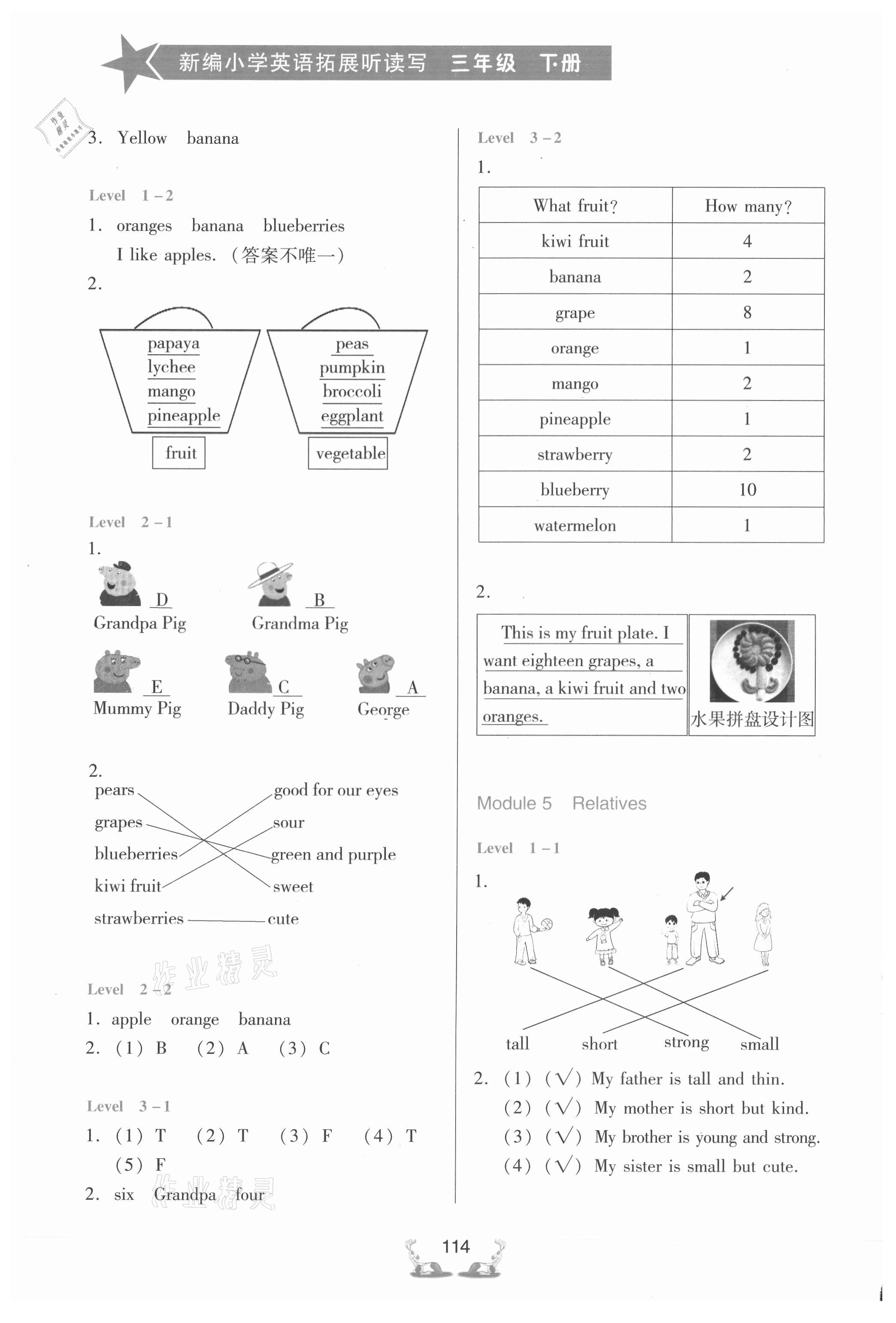 2021年新編小學(xué)英語拓展聽讀寫三年級下冊教科版 參考答案第4頁