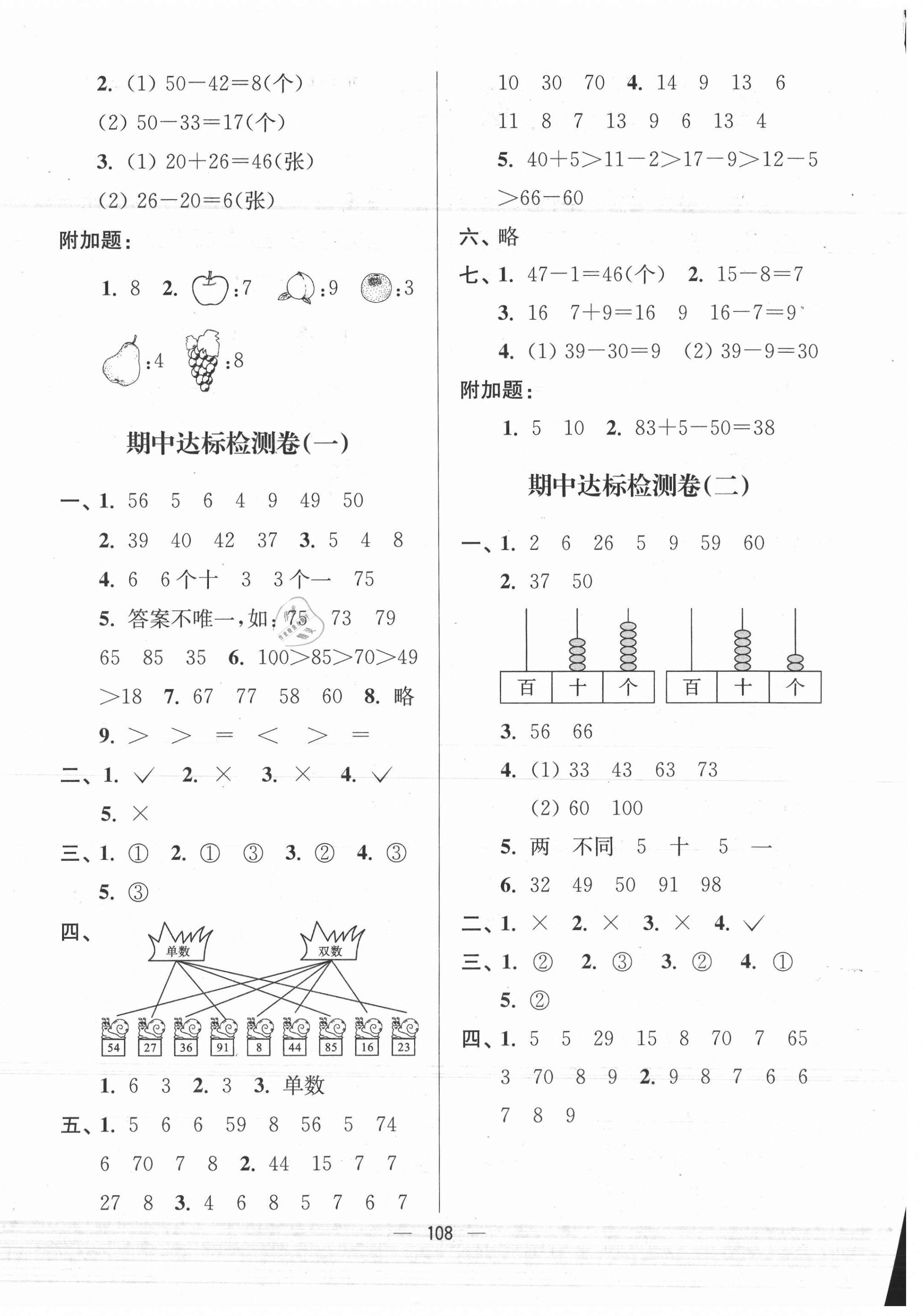 2021年江蘇好卷一年級(jí)數(shù)學(xué)下冊(cè)蘇教版 第4頁