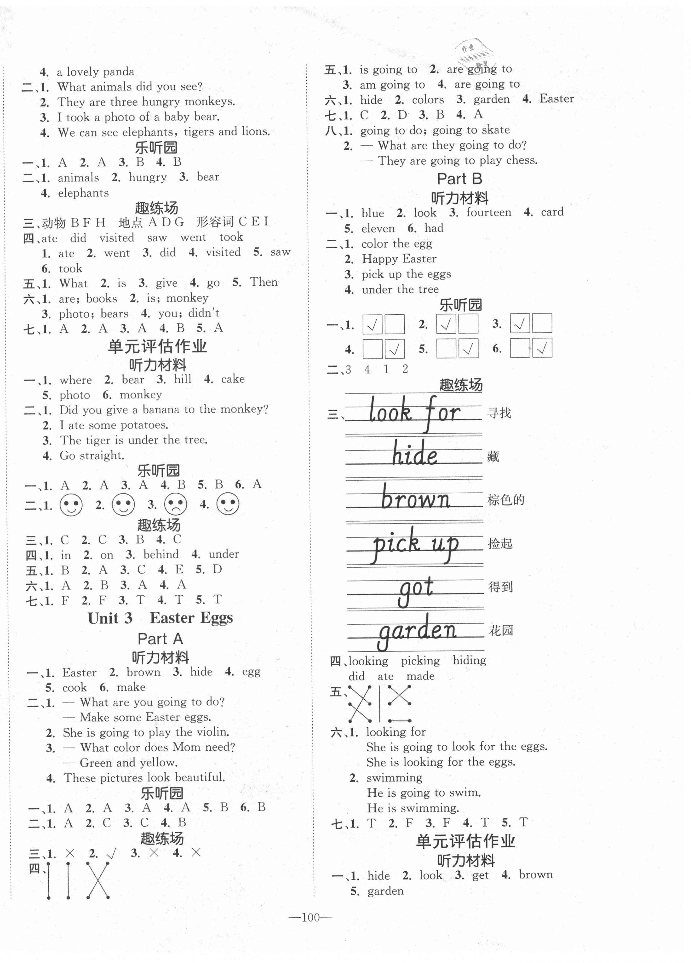 2021年小學(xué)1課3練培優(yōu)作業(yè)本五年級(jí)英語下冊(cè)閩教版福建專版 參考答案第2頁