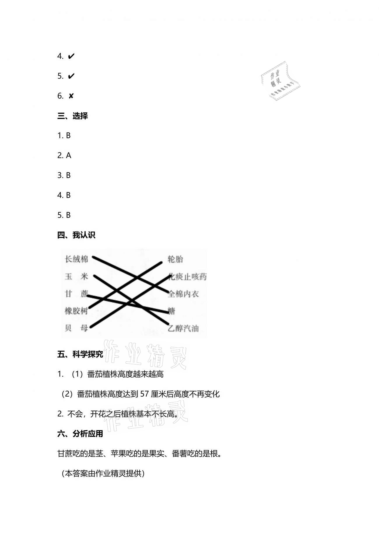 2021年云南省標準教輔同步指導(dǎo)訓(xùn)練與檢測三年級科學(xué)下冊蘇教版 參考答案第6頁