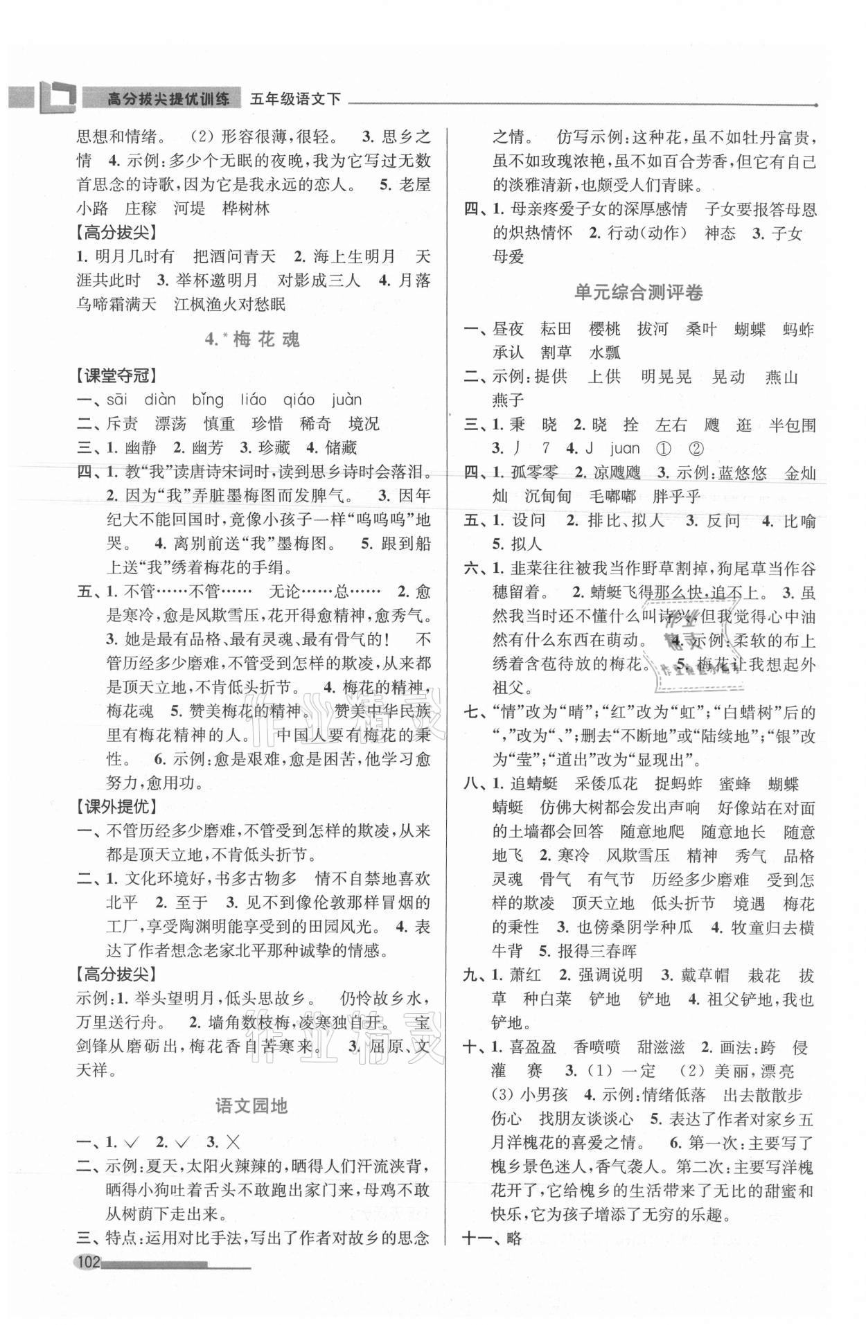 2021年高分拔尖提优训练五年级语文下册人教版 第2页