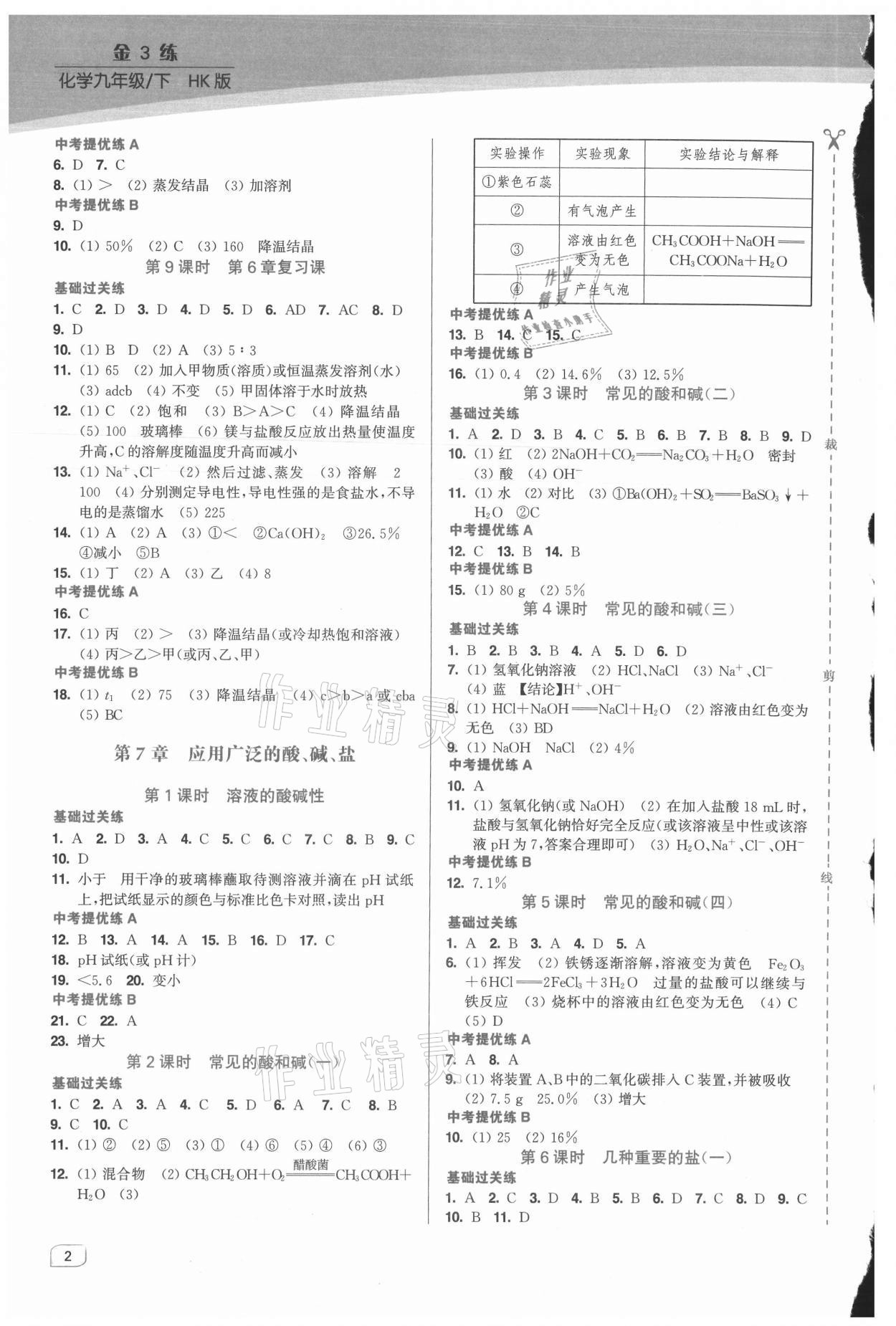 2021年金3练九年级化学下册沪科版 第2页