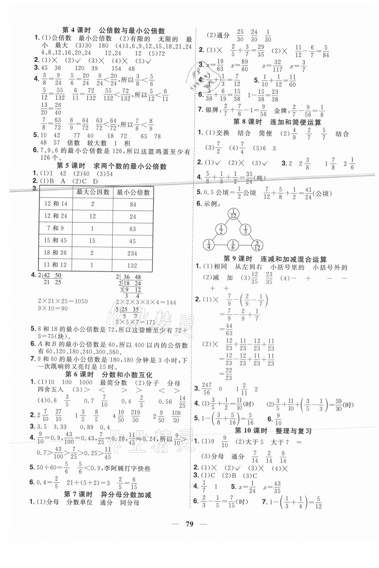 2021年阳光同学课时优化作业五年级数学下册冀教版 第3页