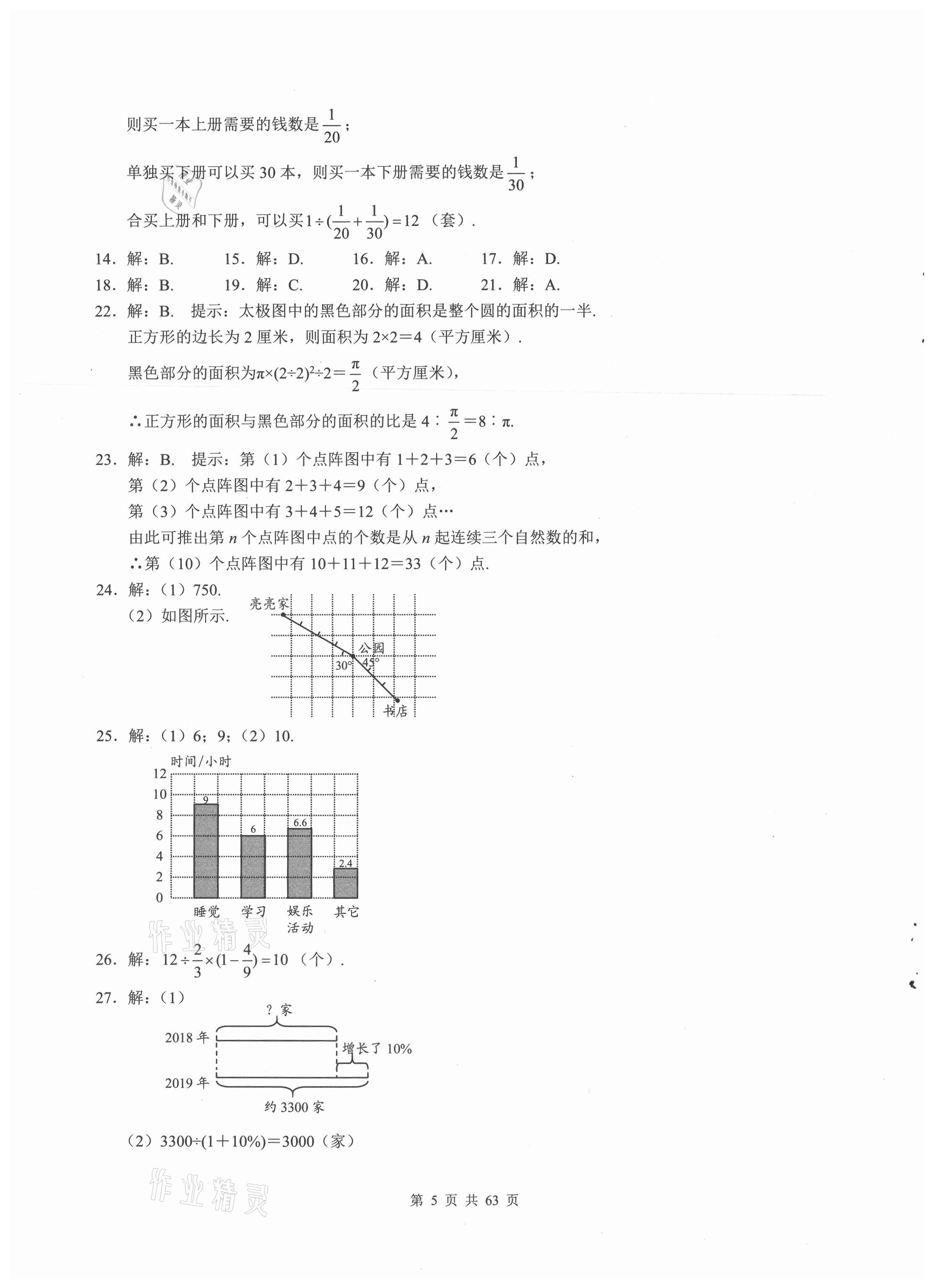 2021年名校學典武漢小升初必刷卷數學 參考答案第5頁