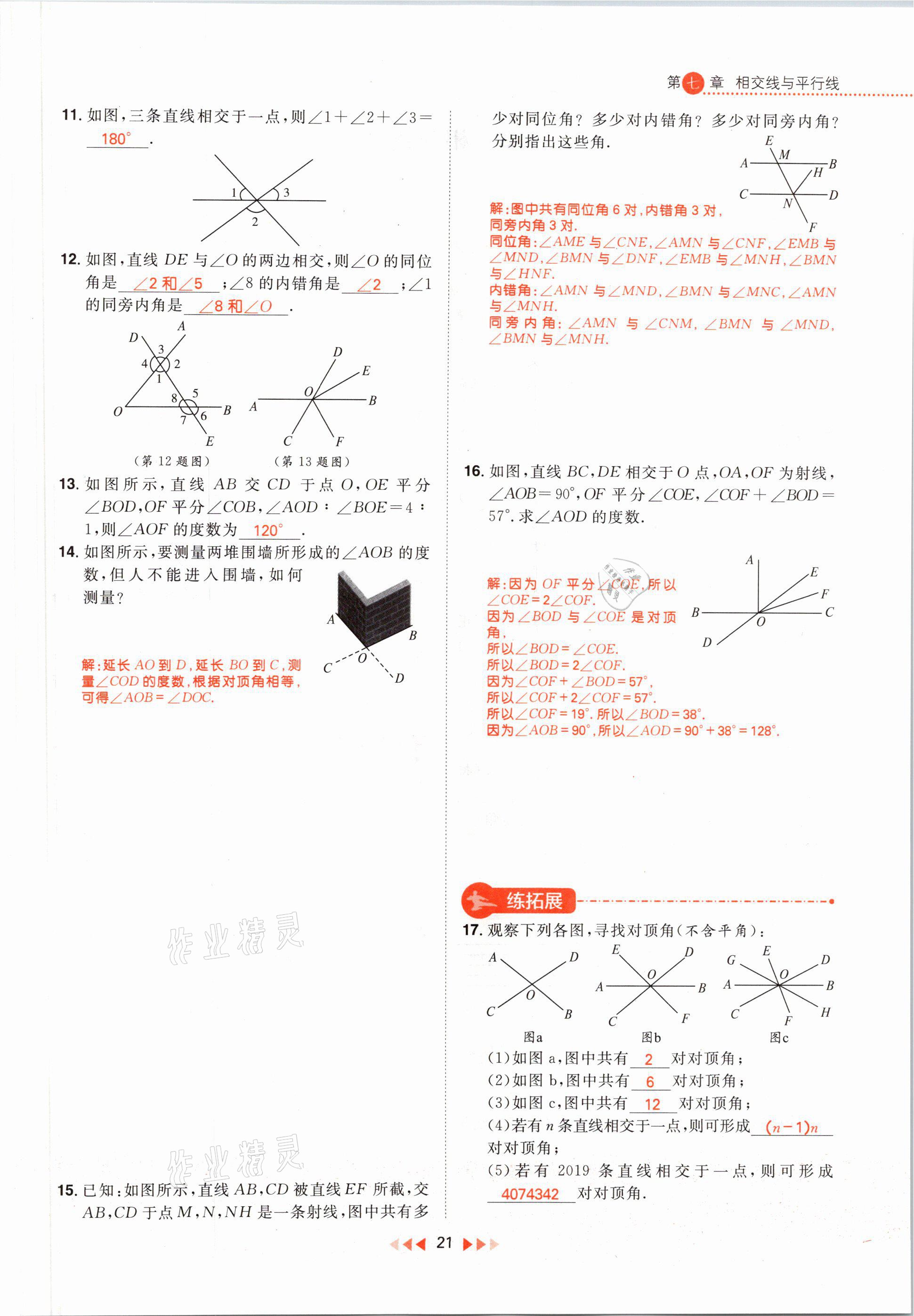 2021年练出好成绩七年级数学下册冀教版河北专版 参考答案第29页