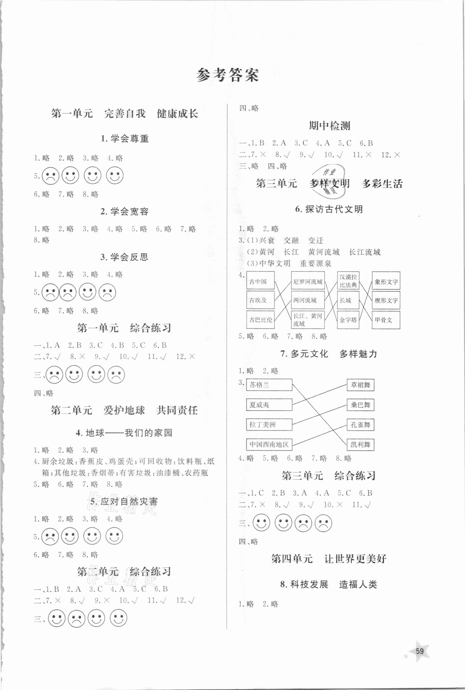 2021年小學(xué)同步練習(xí)冊六年級道德與法治下冊人教版六三制山東人民出版社 第1頁