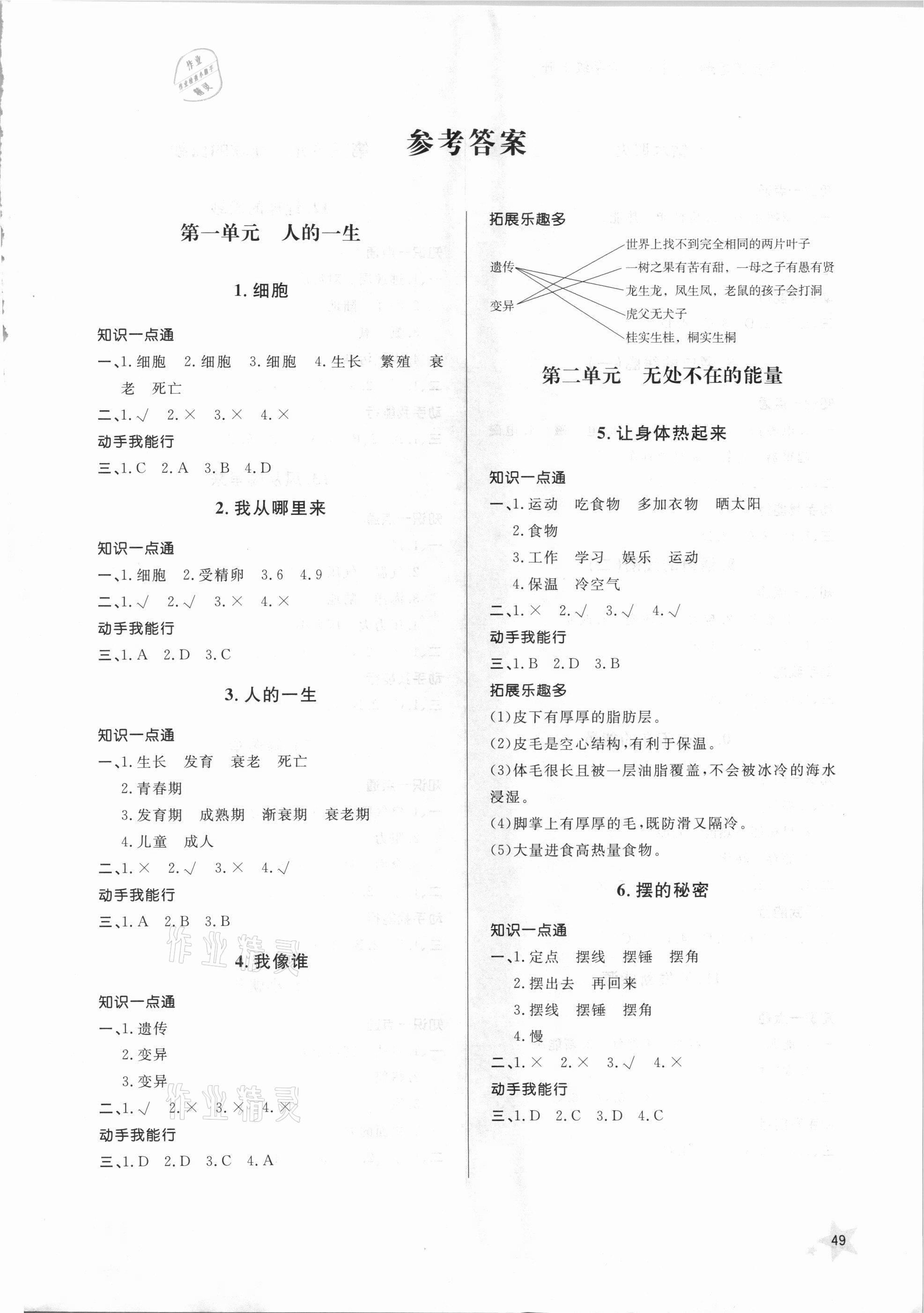 2021年小學(xué)同步練習(xí)冊(cè)六年級(jí)科學(xué)下冊(cè)青島版六三制山東人民出版社 第1頁(yè)