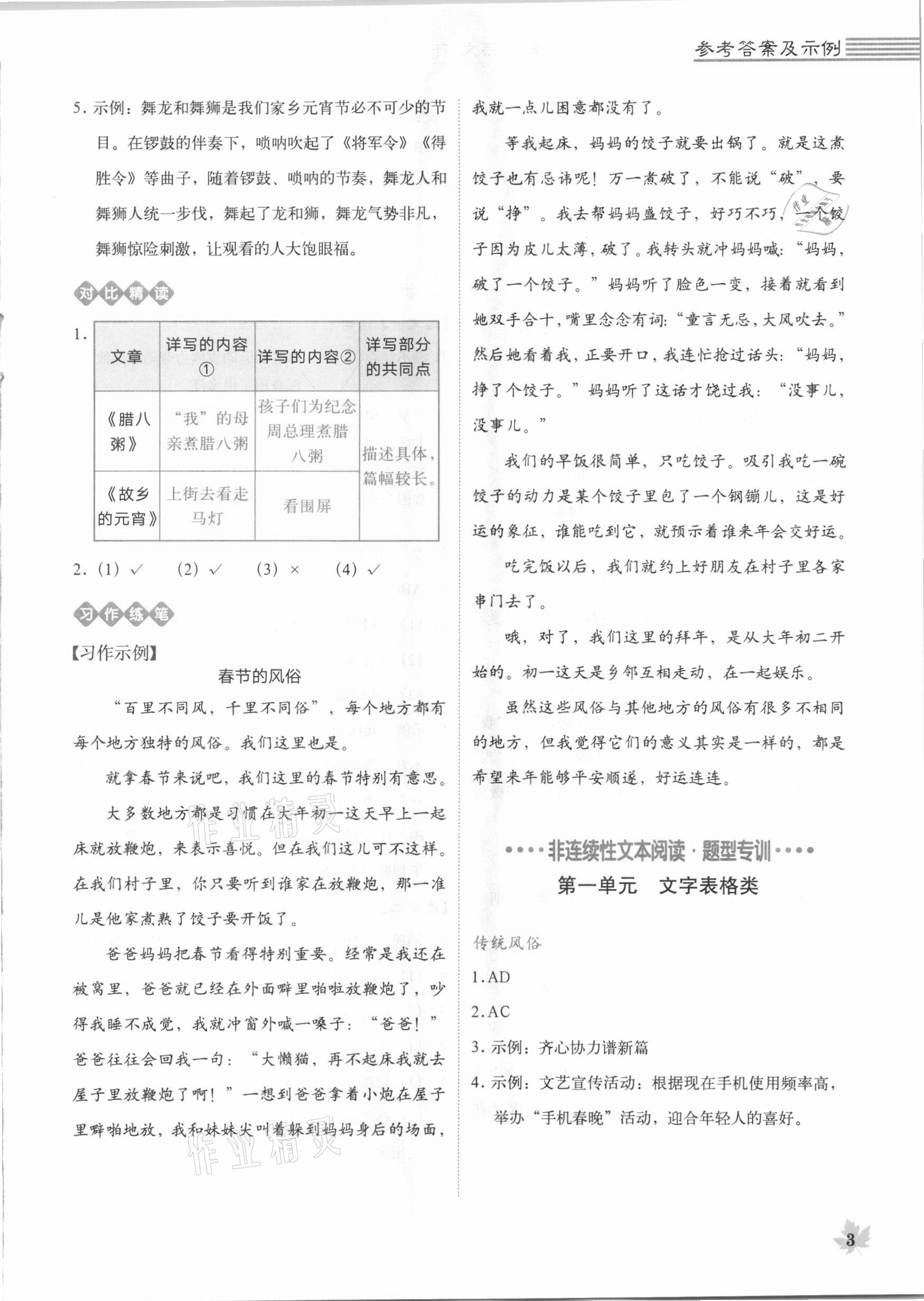 2021年魔卡閱讀目標訓練法六年級語文下冊人教版 參考答案第3頁