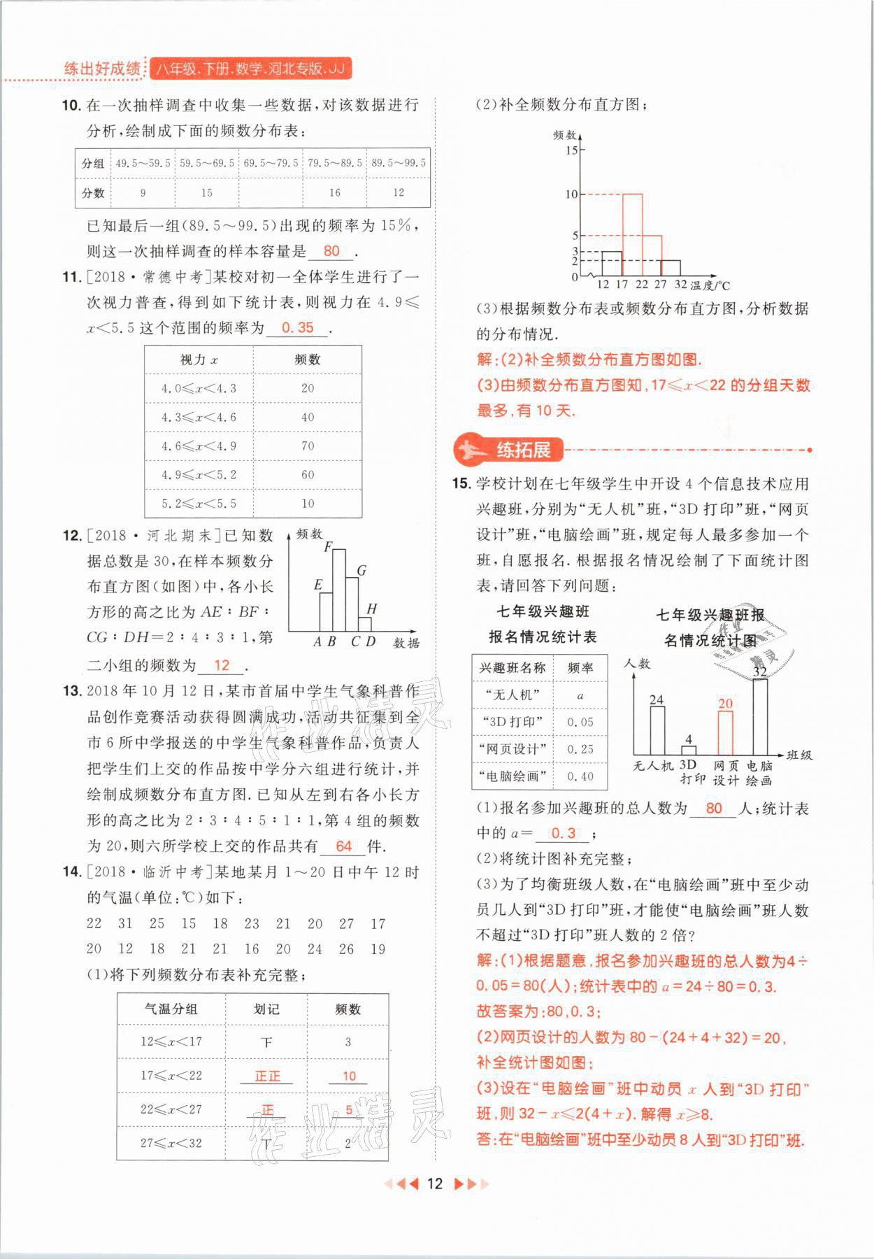 2021年练出好成绩八年级数学下册冀教版河北专版 第12页