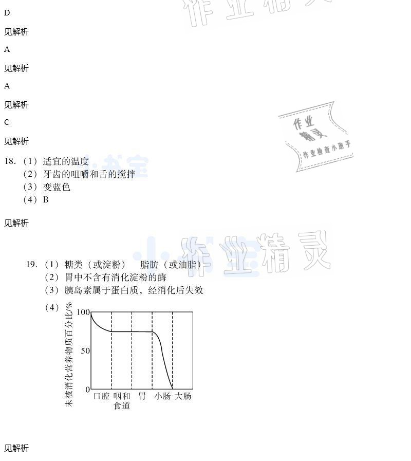 2021年同步精練七年級生物學(xué)下冊人教版廣東人民出版社 參考答案第29頁