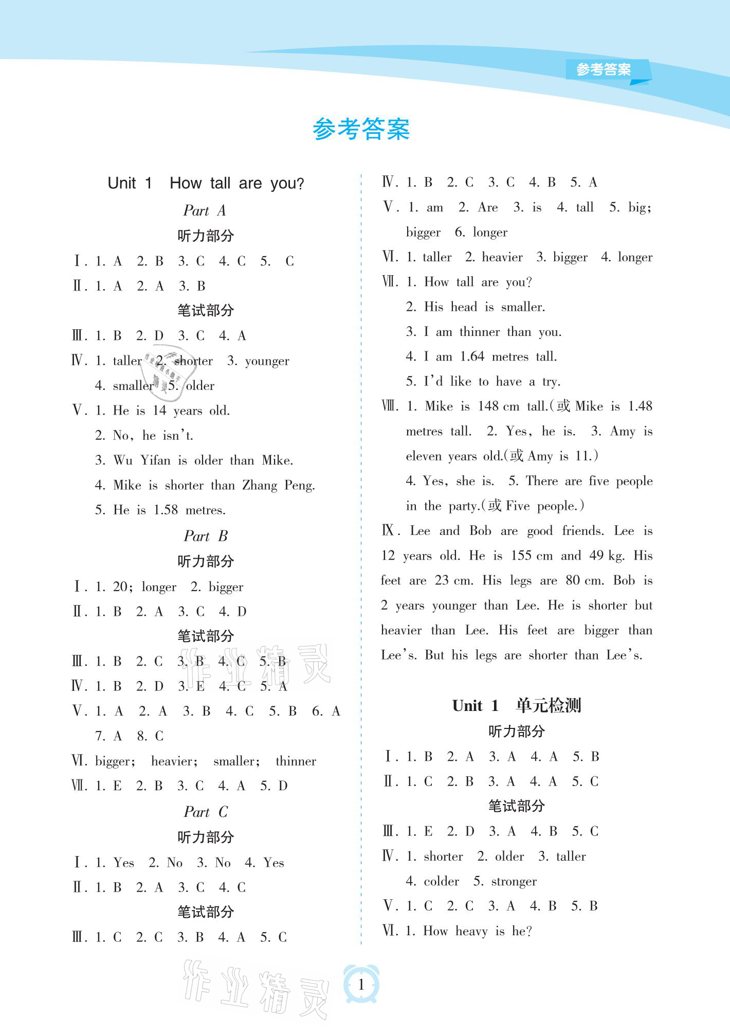 2021年新課程學(xué)習(xí)指導(dǎo)六年級(jí)英語(yǔ)下冊(cè)人教版海南出版社 參考答案第1頁(yè)