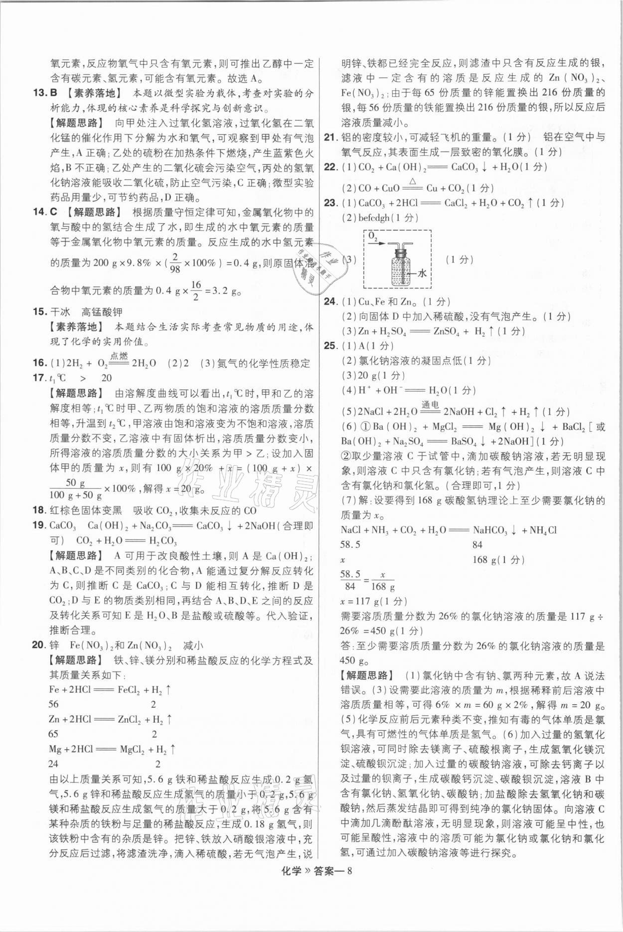 2021年金考卷百校聯(lián)盟系列河南中考信息卷化學 第8頁