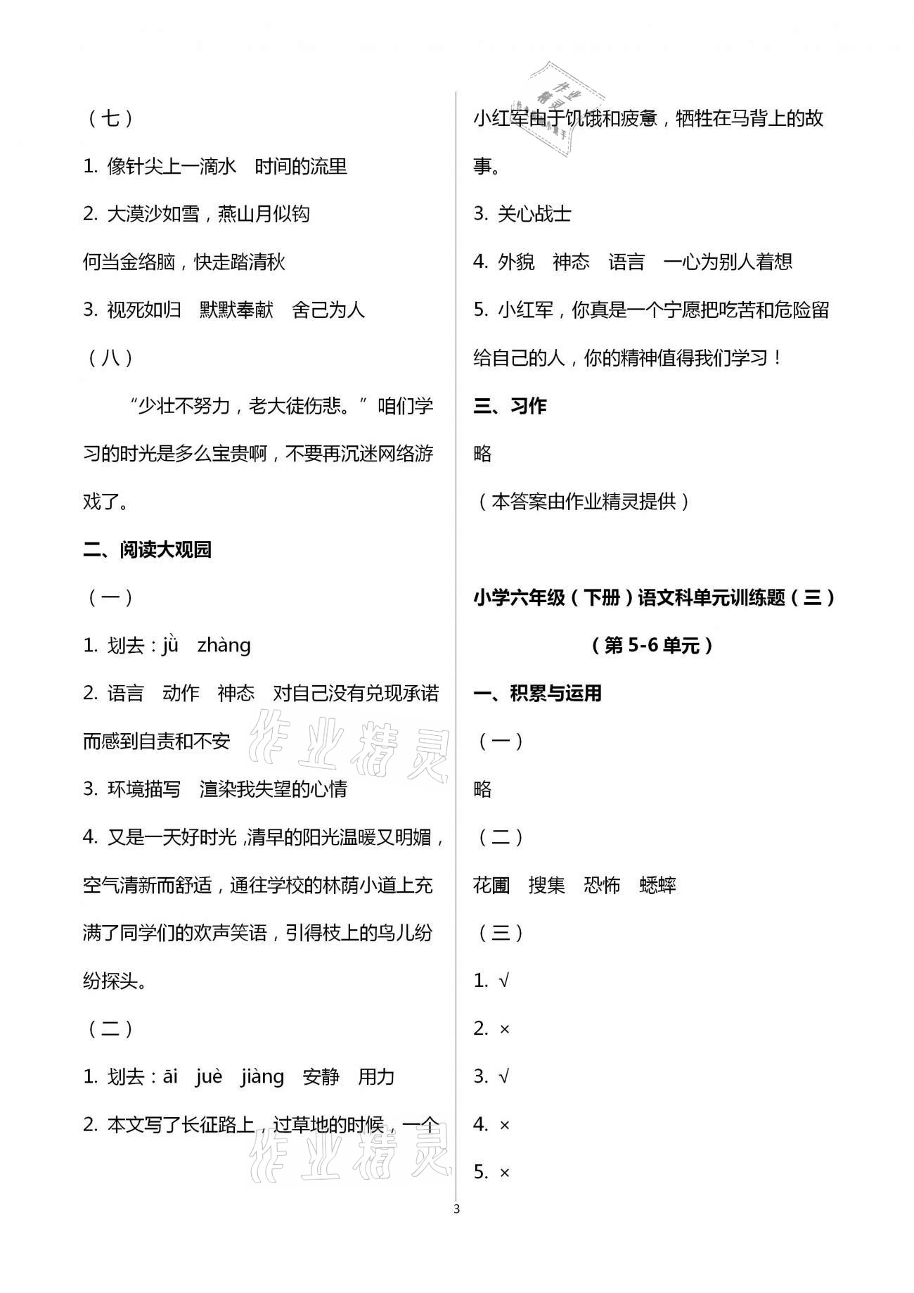 2021年金椰風(fēng)新課程同步練六年級(jí)語(yǔ)文下冊(cè)人教版 第3頁(yè)