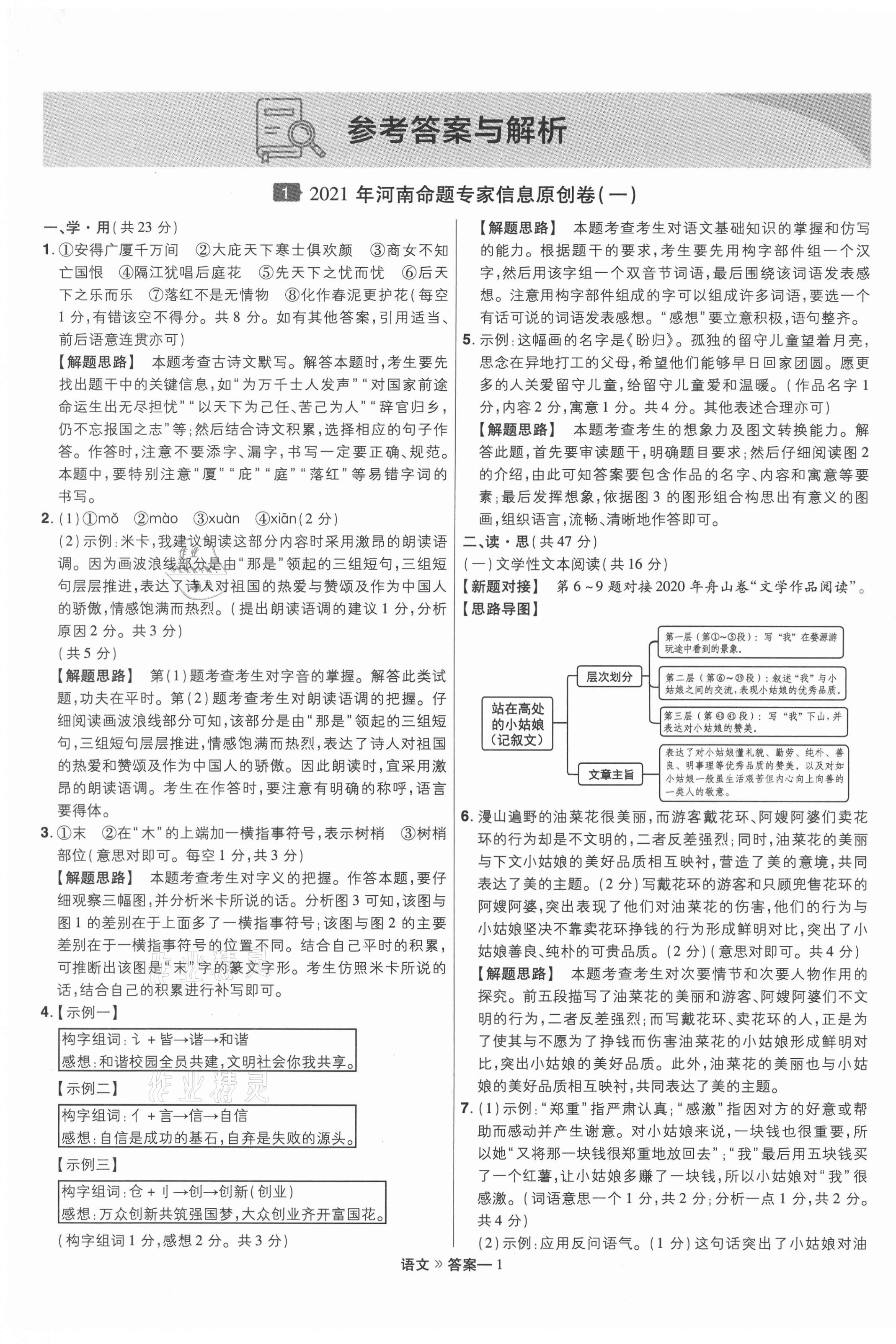 2021年金考卷百校聯(lián)盟系列河南中考信息卷語文 第1頁