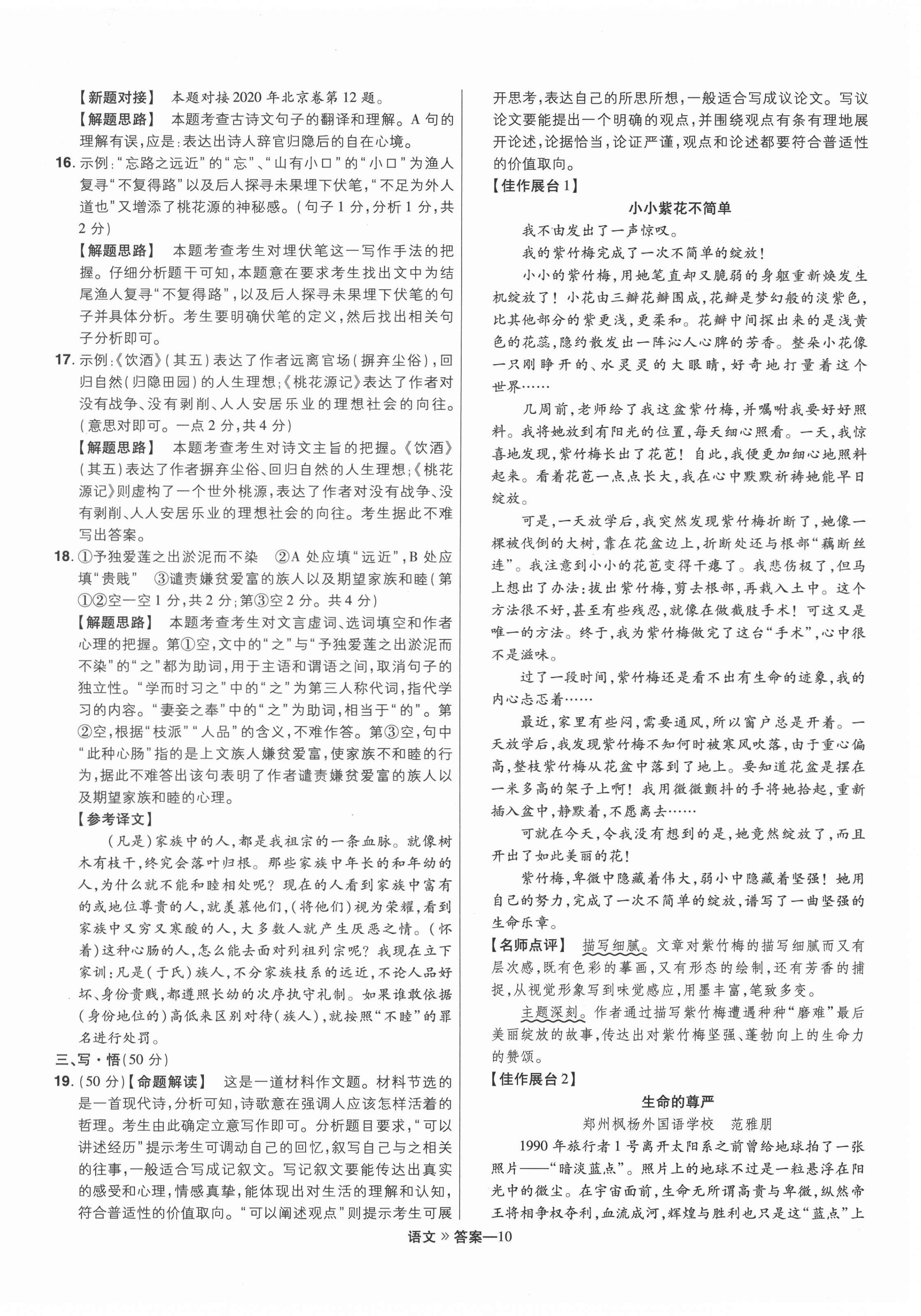 2021年金考卷百校聯(lián)盟系列河南中考信息卷語(yǔ)文 第10頁(yè)