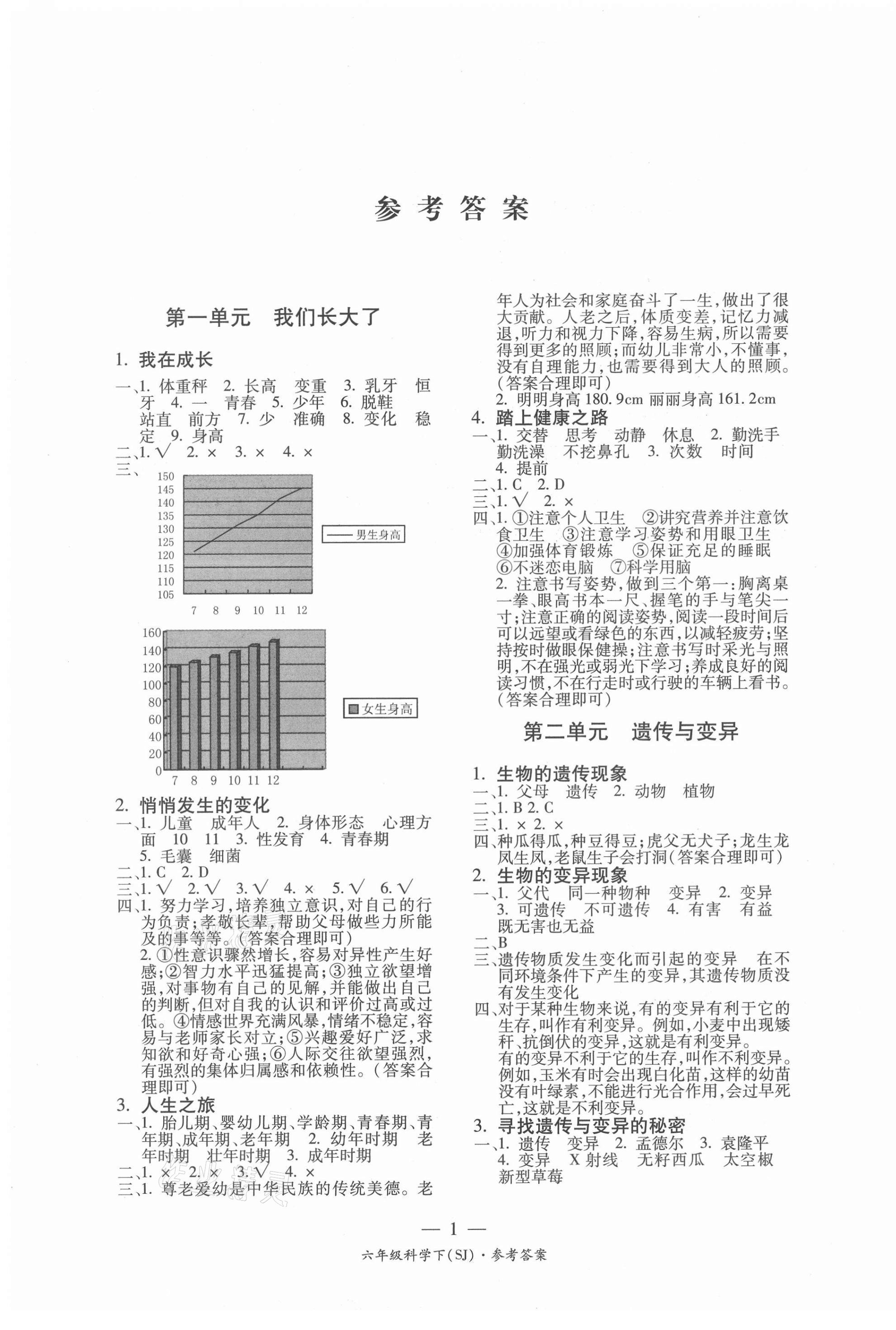 2021年課前課后同步練六年級科學(xué)下冊蘇教版 第1頁
