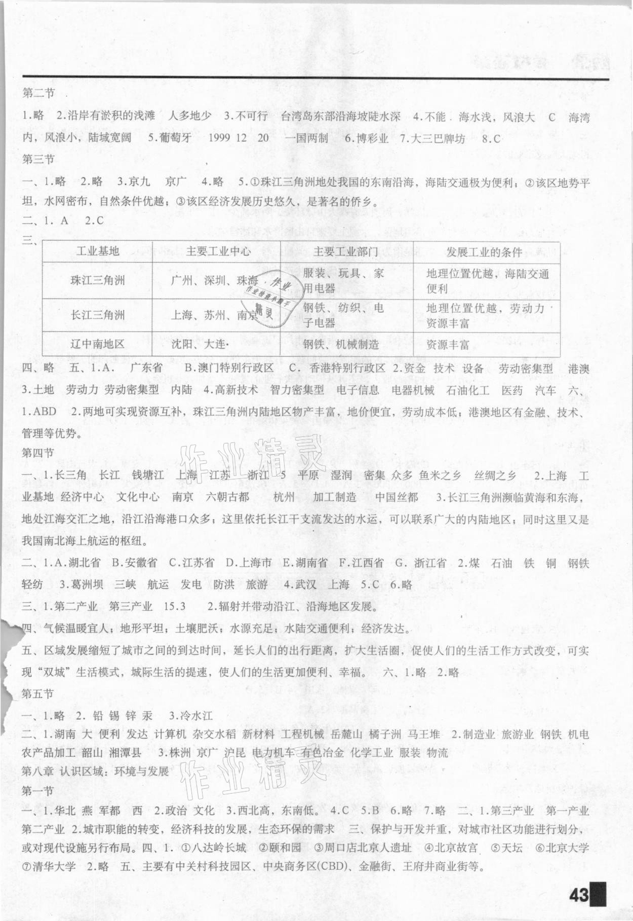 2021年地理填充图册八年级下册湘教版中国地图出版社陕西专用版 参考答案第2页