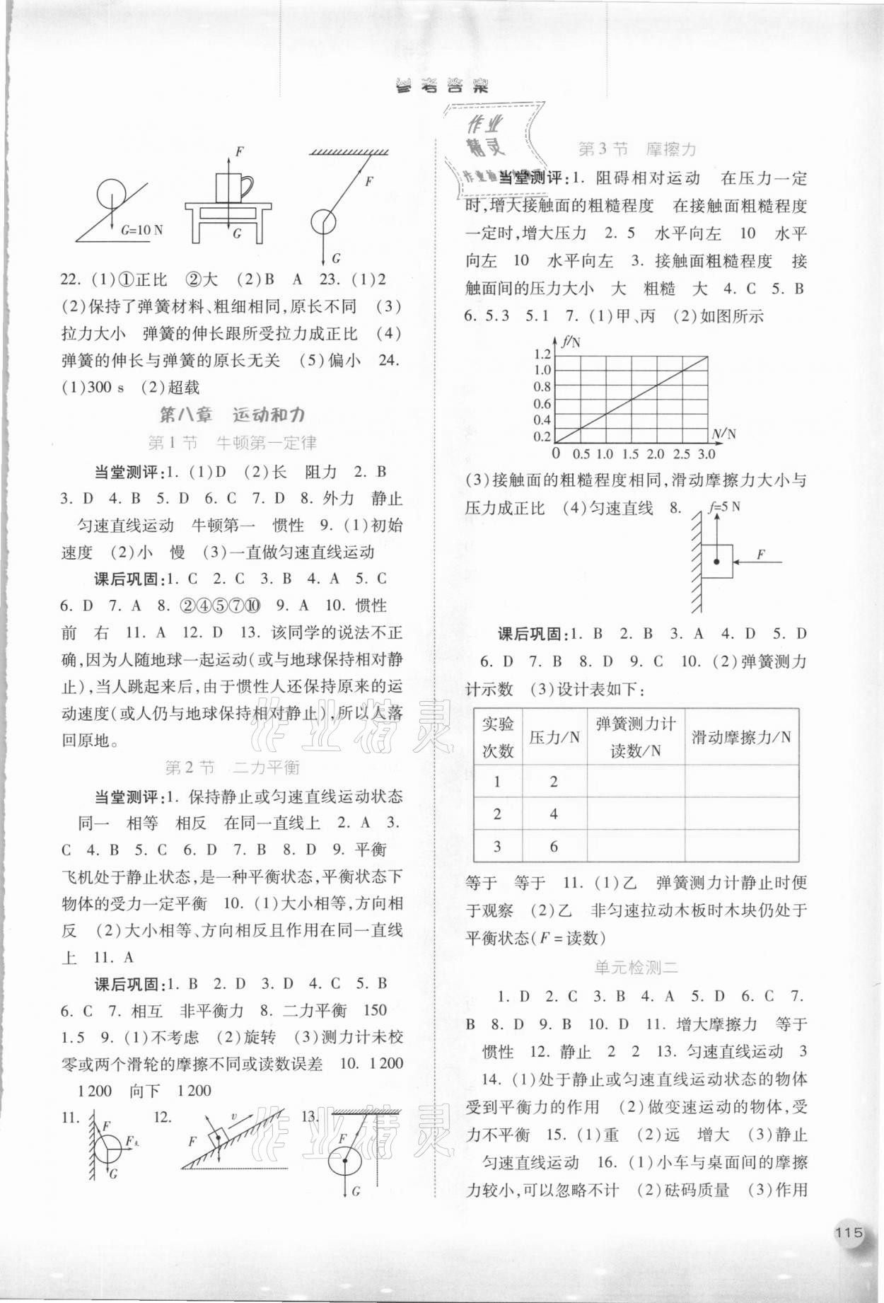 2021年同步訓練八年級物理下冊人教版河北人民出版社 參考答案第2頁