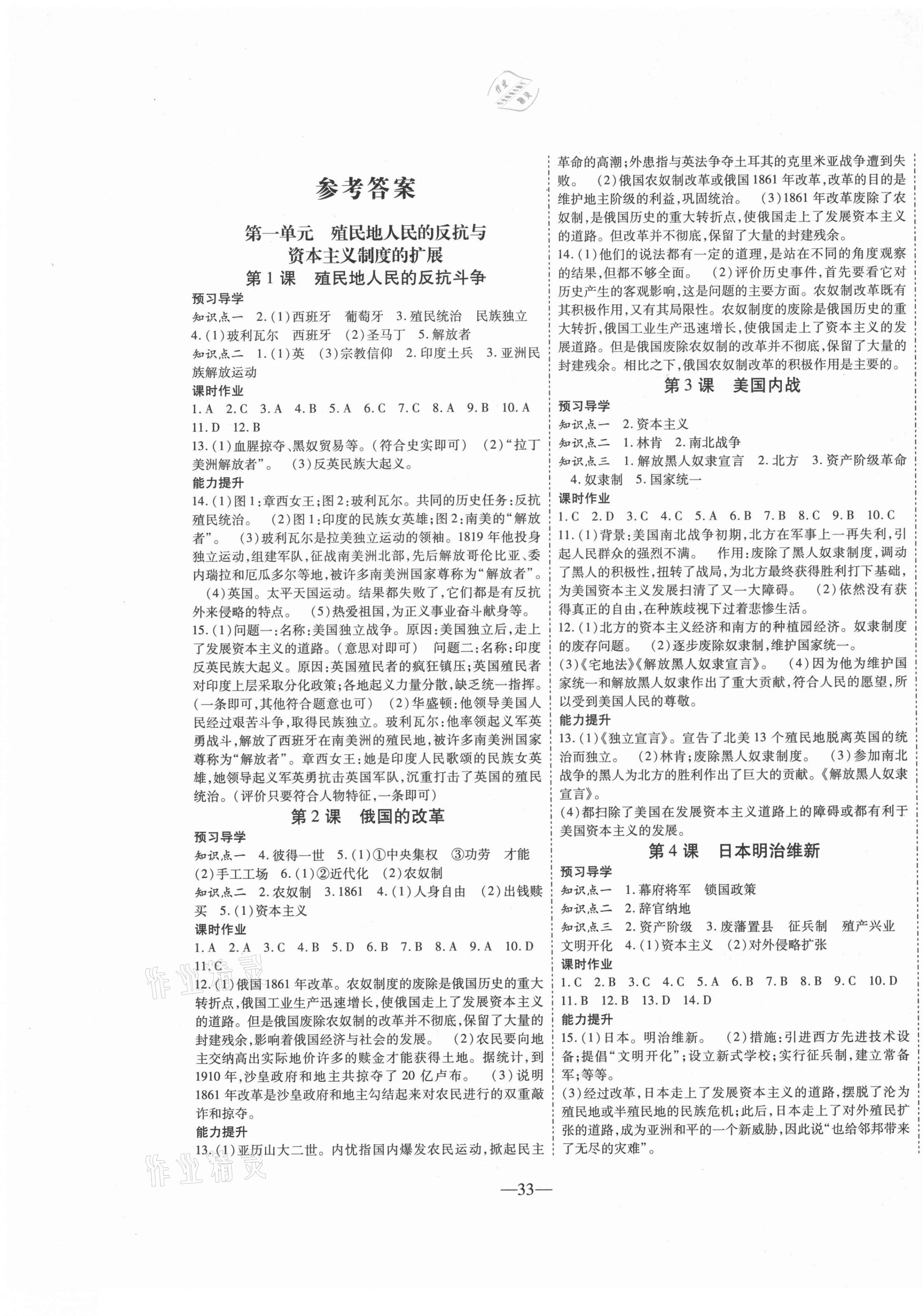 2021年新课程成长资源九年级历史下册人教版 第1页