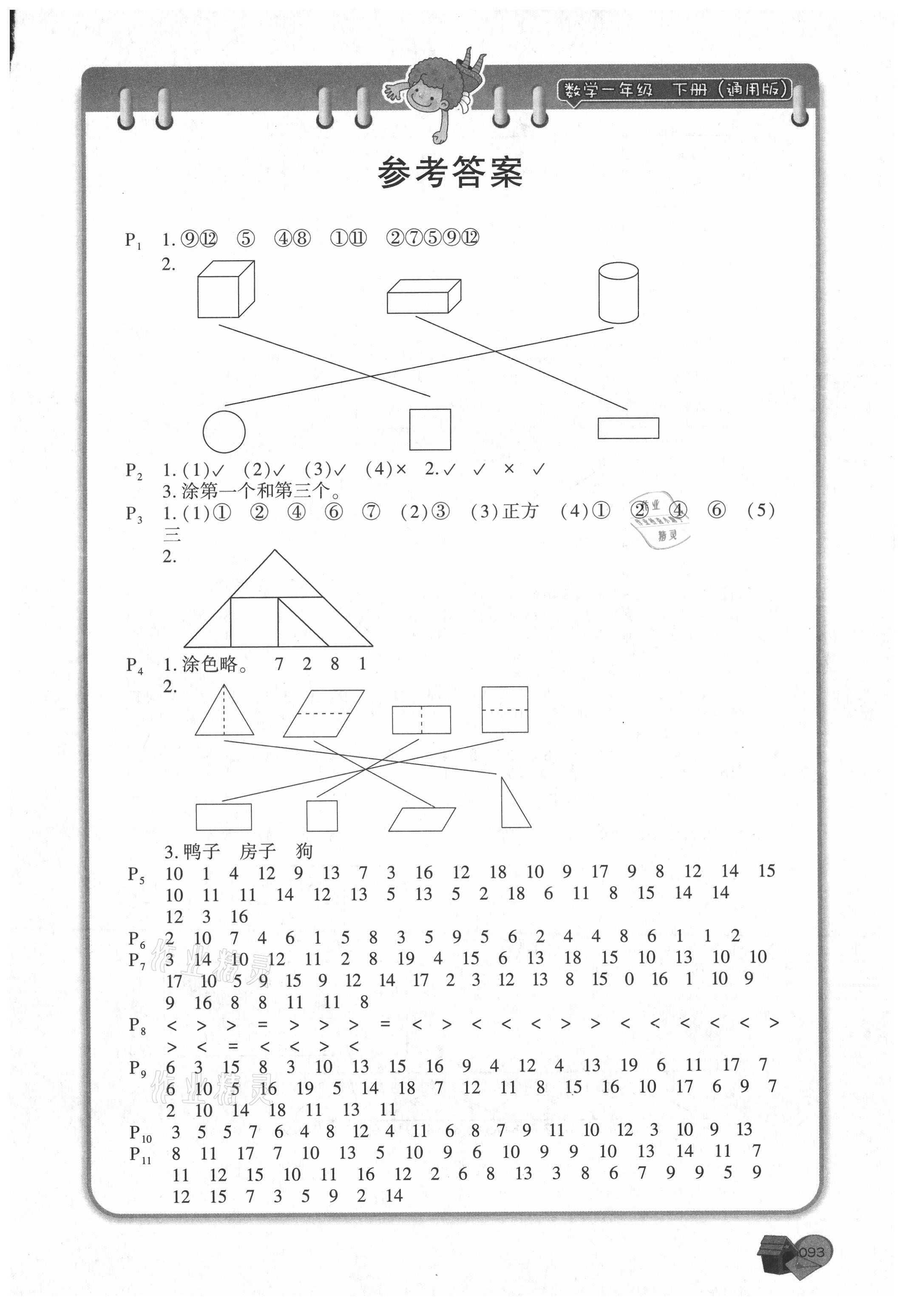 2021年名師講壇口算題卡一年級數(shù)學下冊 第1頁